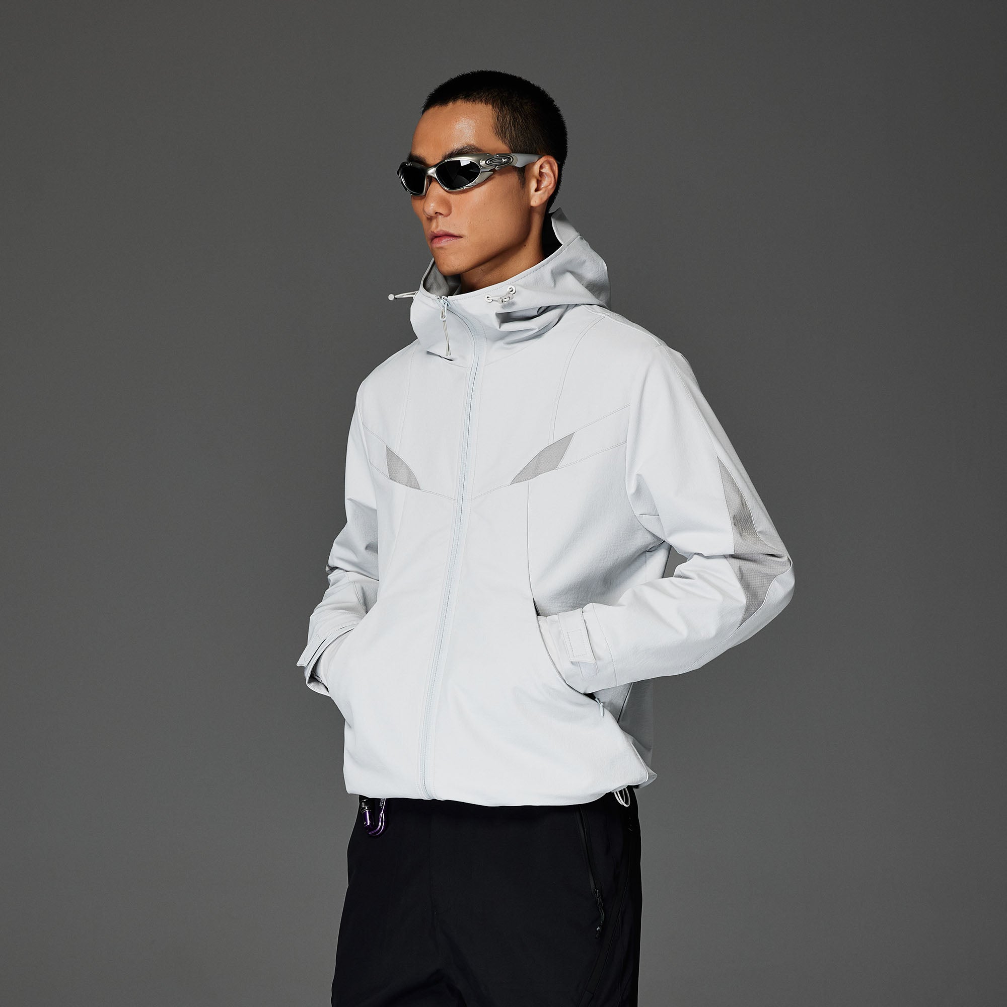 CATSSTAC Tech Structured Panel Softshell Hooded Jacket-Jacket-S-Light Gray-Free Shipping Leatheretro