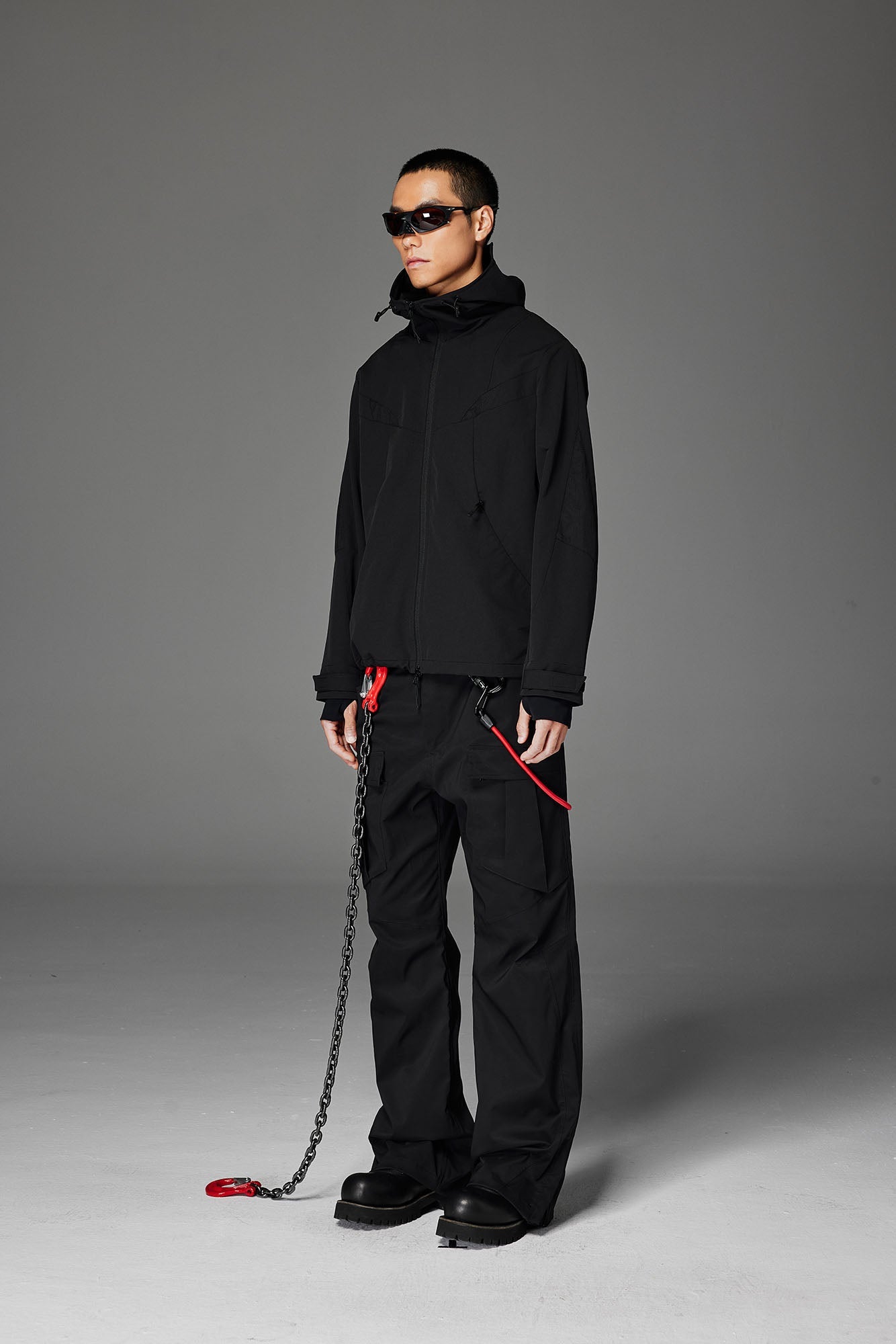 CATSSTAC Tech Structured Panel Softshell Hooded Jacket-Jacket-S-Black-Free Shipping Leatheretro