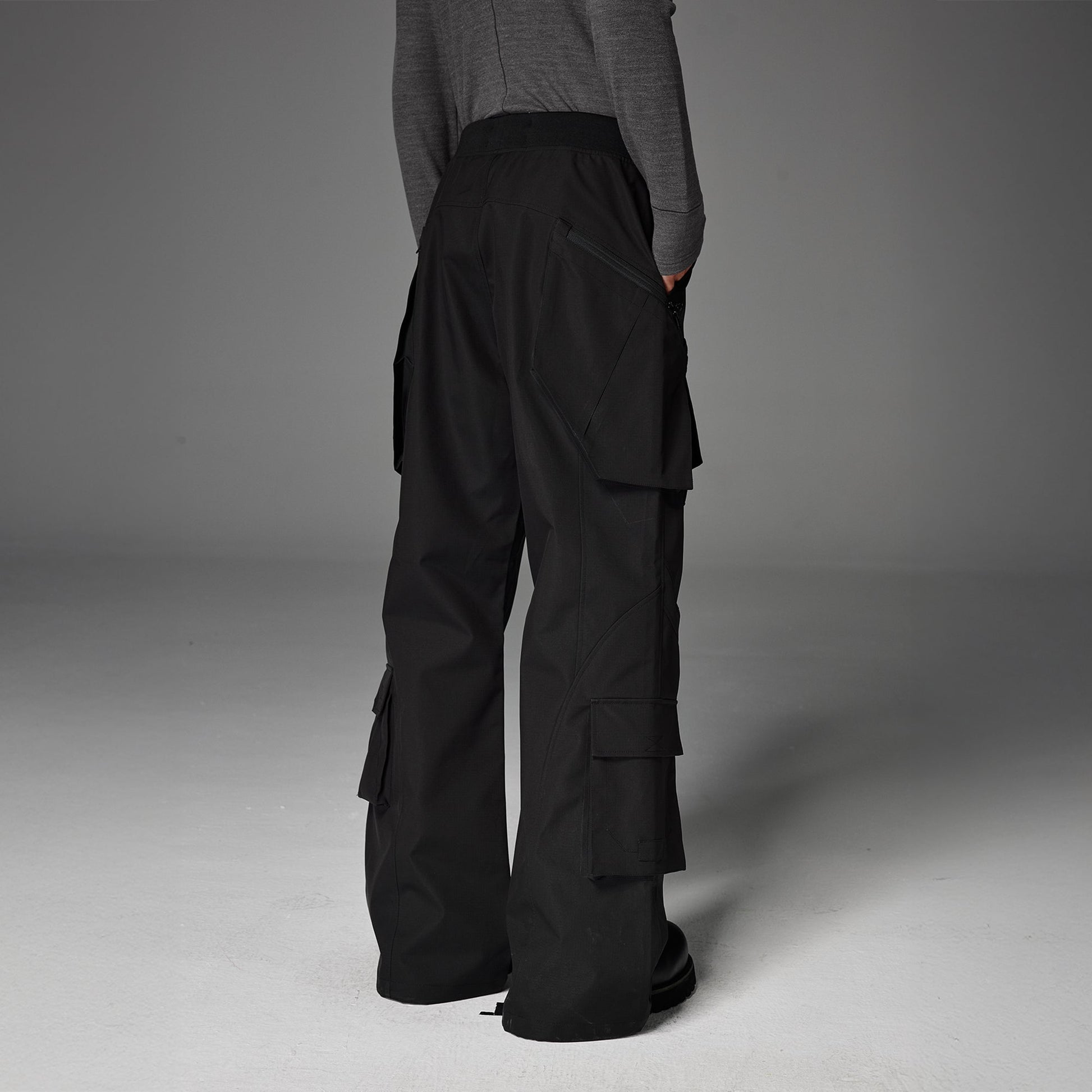 CATSSTAC Multi-Pocket Paneled Drawstring Cargo Pants-Pants-M (Preorder)-Black-Free Shipping Leatheretro