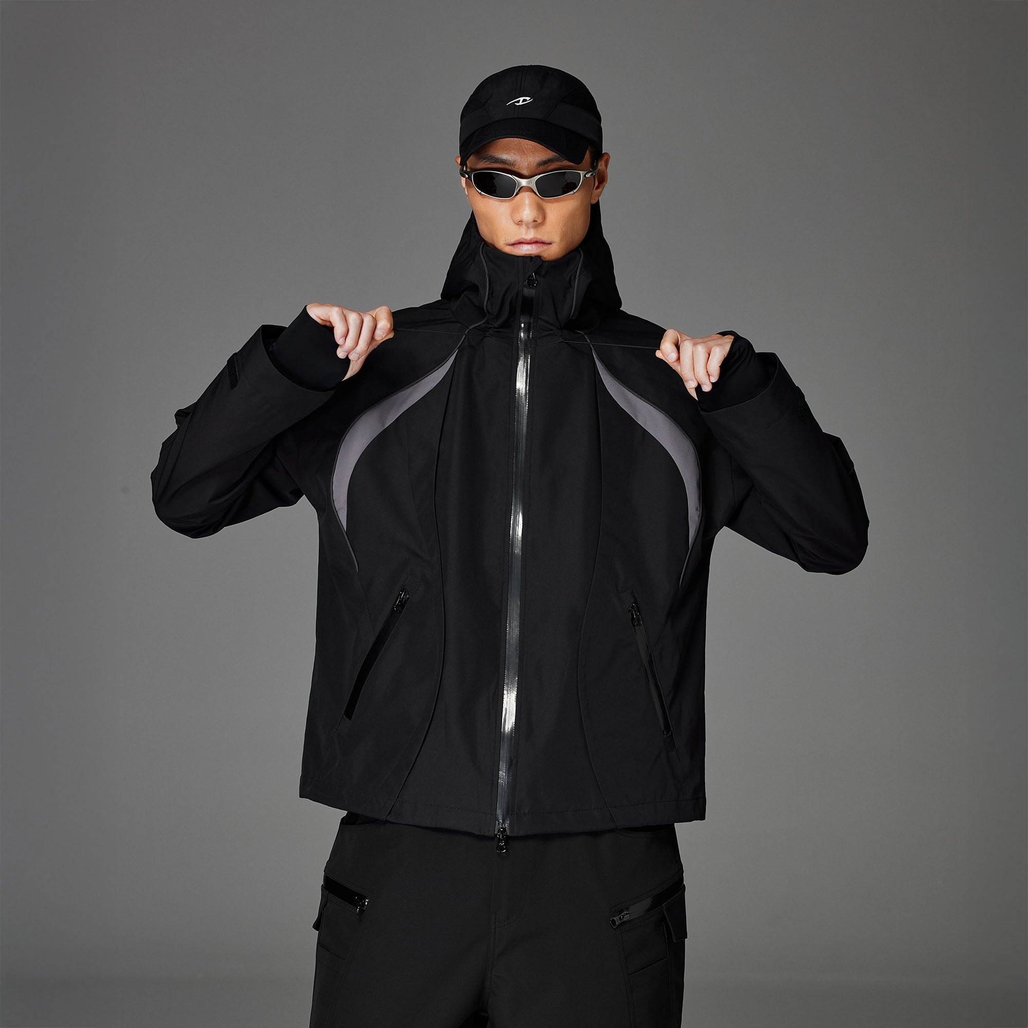 CATSSTAC Stormline Contrast Panel Zip Jacket-Jacket-M-Black-Free Shipping Leatheretro