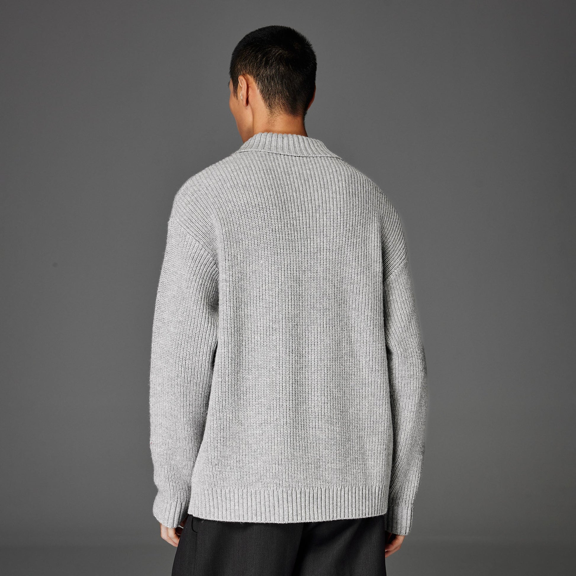 CATSSTAC Wool-Blend Shawl-Collar Cable Knit Sweater-Sweater-M-Dark Gray-Free Shipping Leatheretro