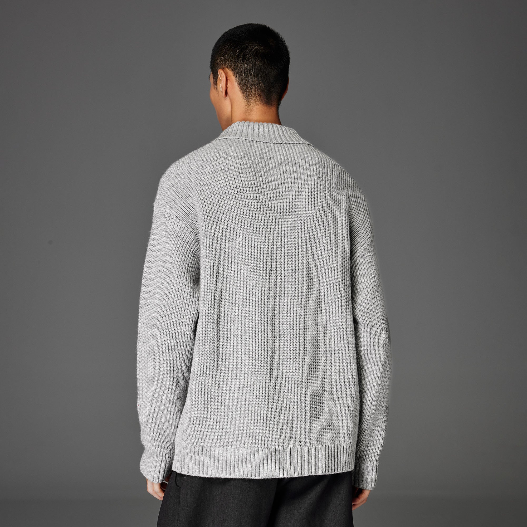 CATSSTAC Wool-Blend Shawl-Collar Cable Knit Sweater-Sweater-M-Dark Gray-Free Shipping Leatheretro