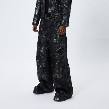 DND4DES Faux Leather Wrinkled Motorcycle Pants-Pants-S-Free Shipping Leatheretro