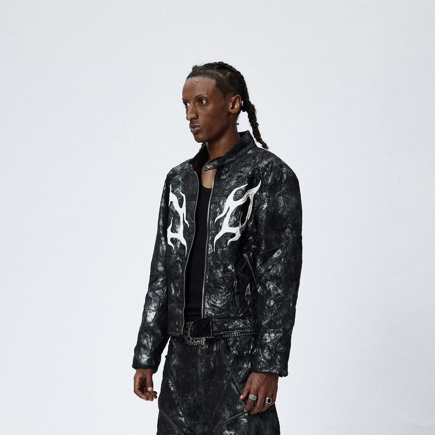 DND4DES Faux Leather Fire Motorcycle Jacket-Jacket-S-Free Shipping Leatheretro