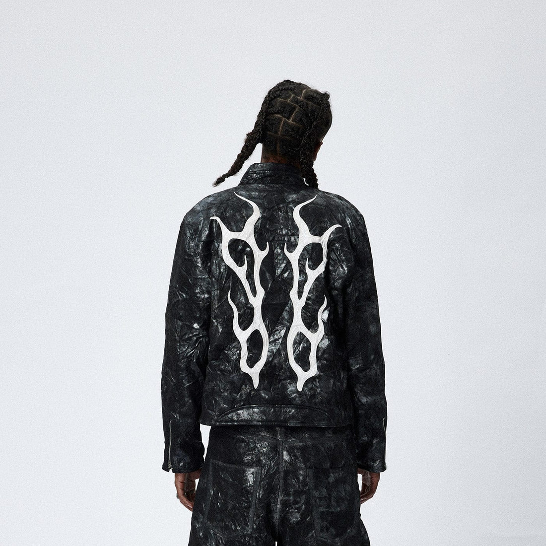 DND4DES Faux Leather Fire Motorcycle Jacket-Jacket-S-Free Shipping Leatheretro