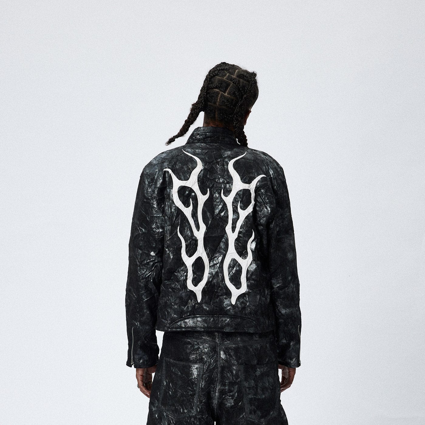 DND4DES Faux Leather Fire Motorcycle Jacket-Jacket-S-Free Shipping Leatheretro