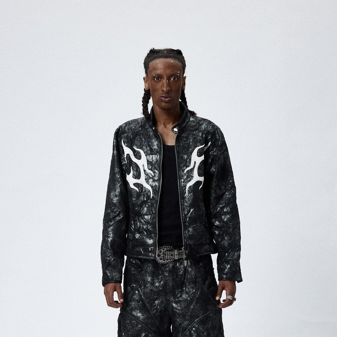 DND4DES Faux Leather Fire Motorcycle Jacket-Jacket-S-Free Shipping Leatheretro