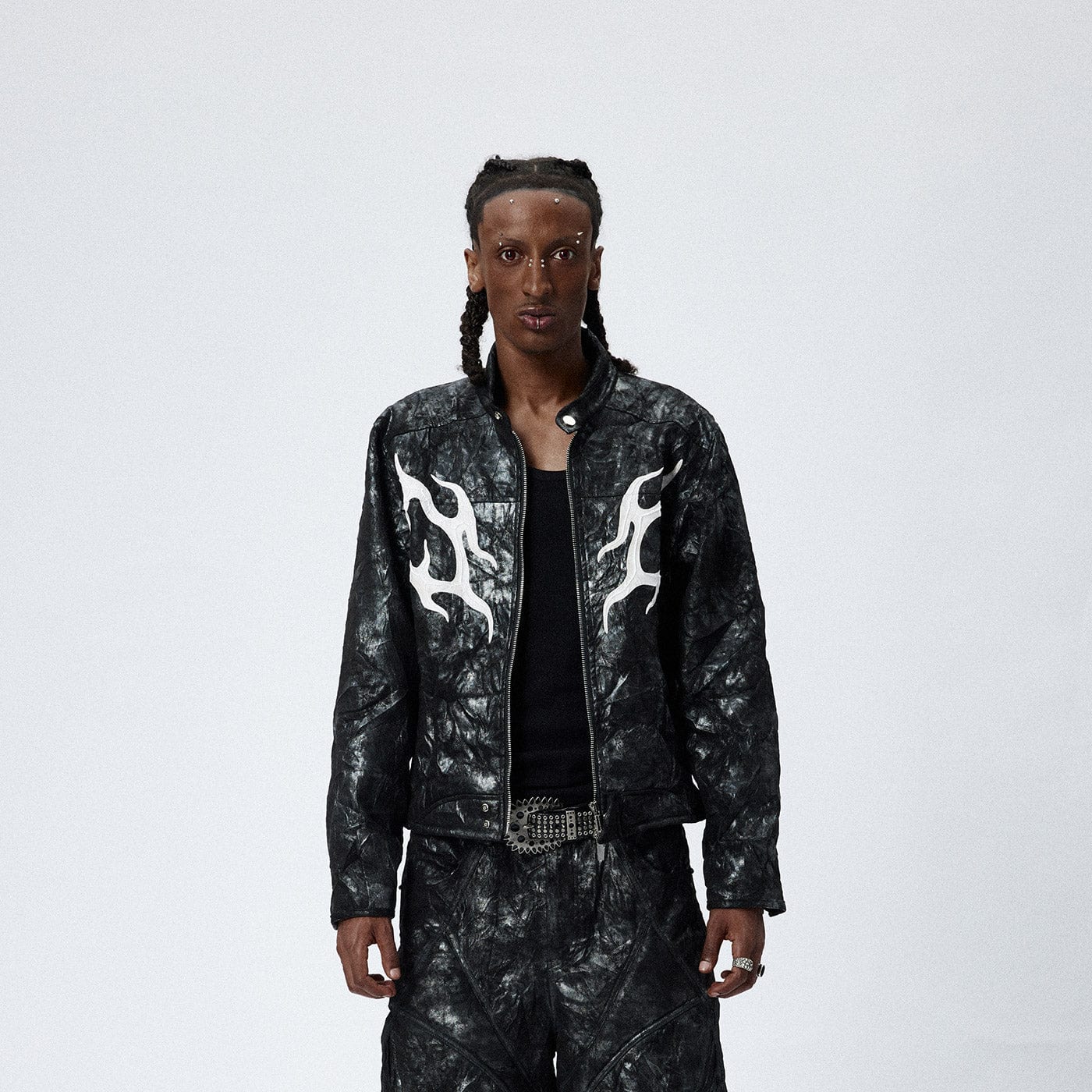 DND4DES Faux Leather Fire Motorcycle Jacket-Jacket-S-Free Shipping Leatheretro