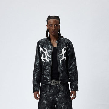 DND4DES Faux Leather Fire Motorcycle Jacket-Jacket-S-Free Shipping Leatheretro