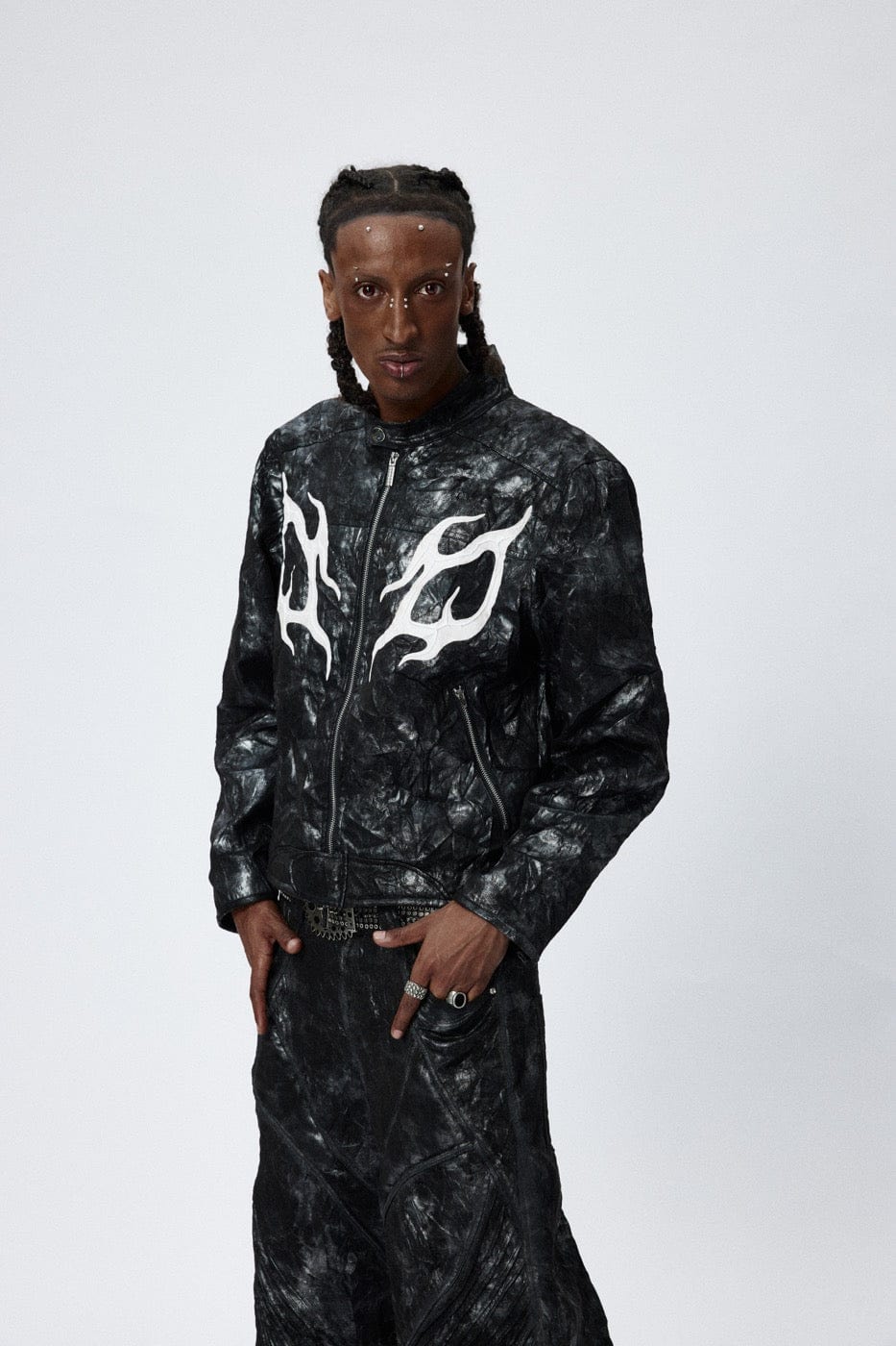 DND4DES Faux Leather Fire Motorcycle Jacket-Jacket-S-Free Shipping Leatheretro