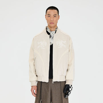 CATSSTAC Warrior Embroidered Panel Bomber Jacket-Jacket-M-Beige-Free Shipping Leatheretro