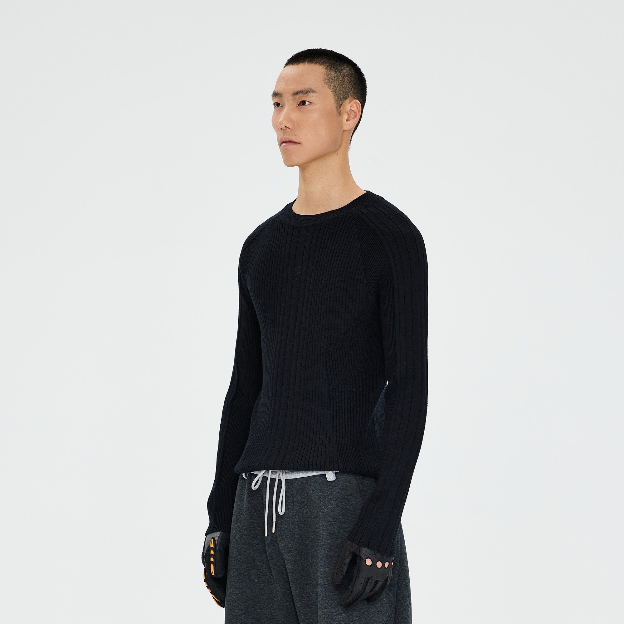 CATSSTAC Essential Slim Rib Wool-Blend Sweater-Sweater-M-Light Gray-Free Shipping Leatheretro