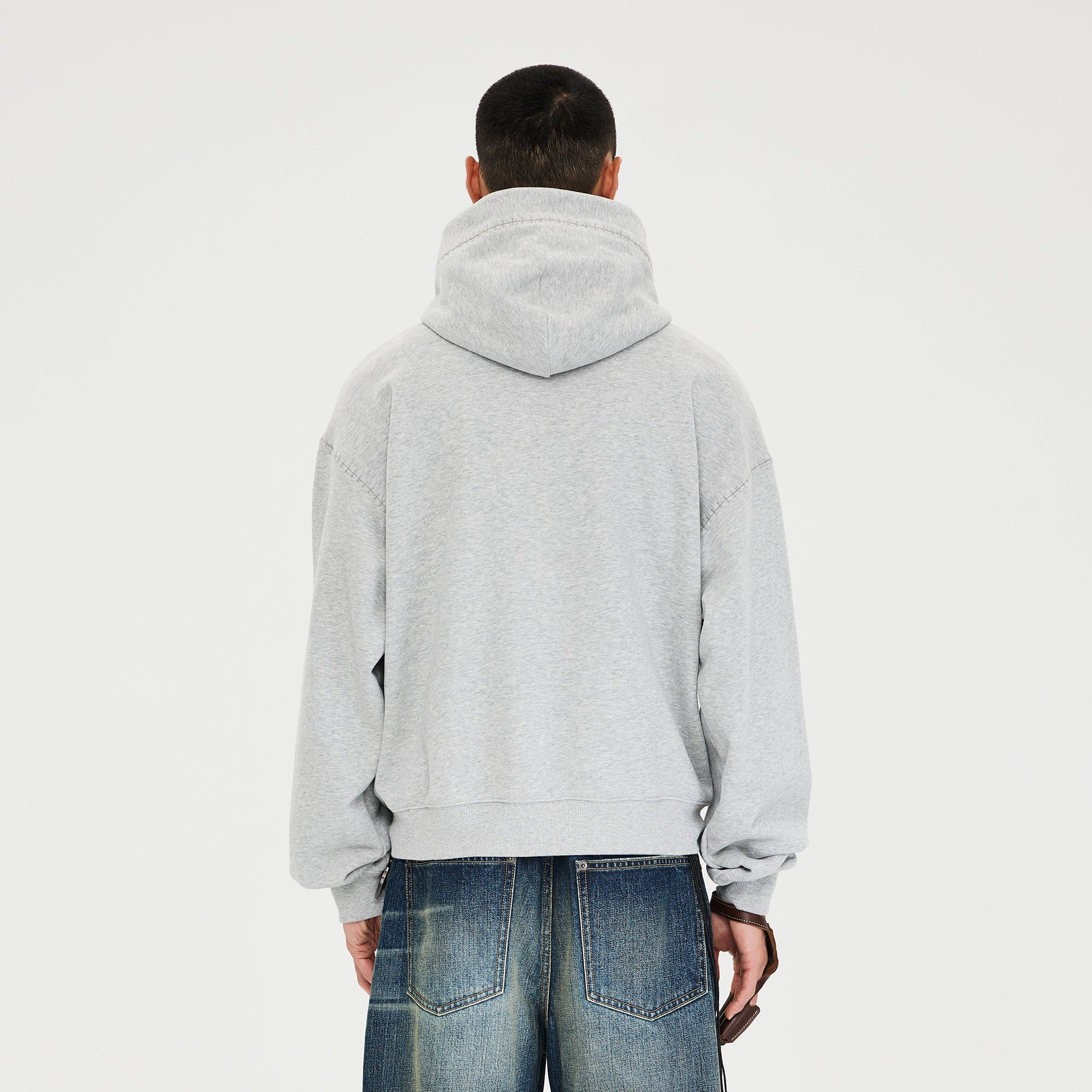 CATSSTAC Totem-Trimmed Kangaroo Pocket Hoodie-Hoodie-S-Gray-Free Shipping Leatheretro