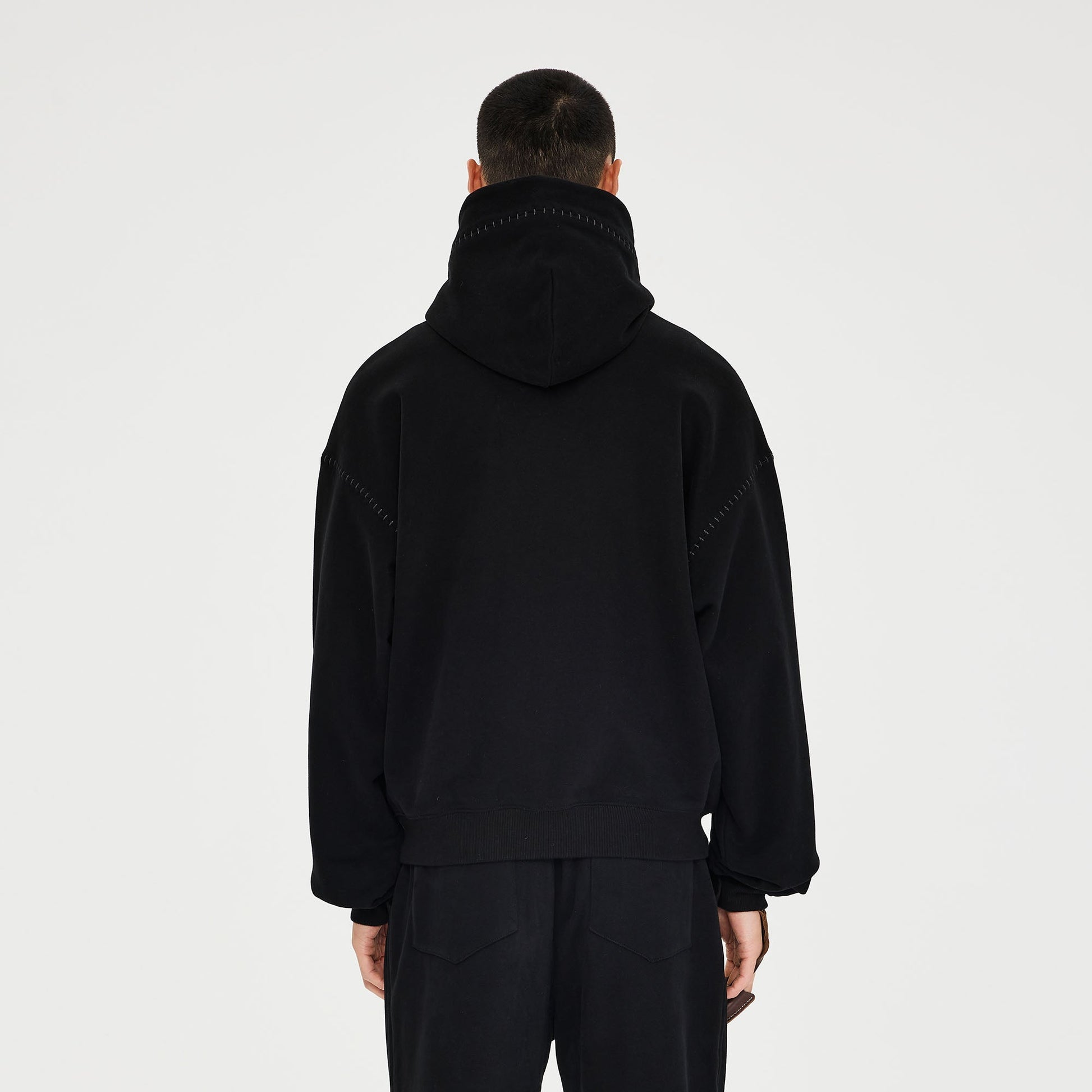 CATSSTAC Totem-Trimmed Kangaroo Pocket Hoodie-Hoodie-S-Gray-Free Shipping Leatheretro