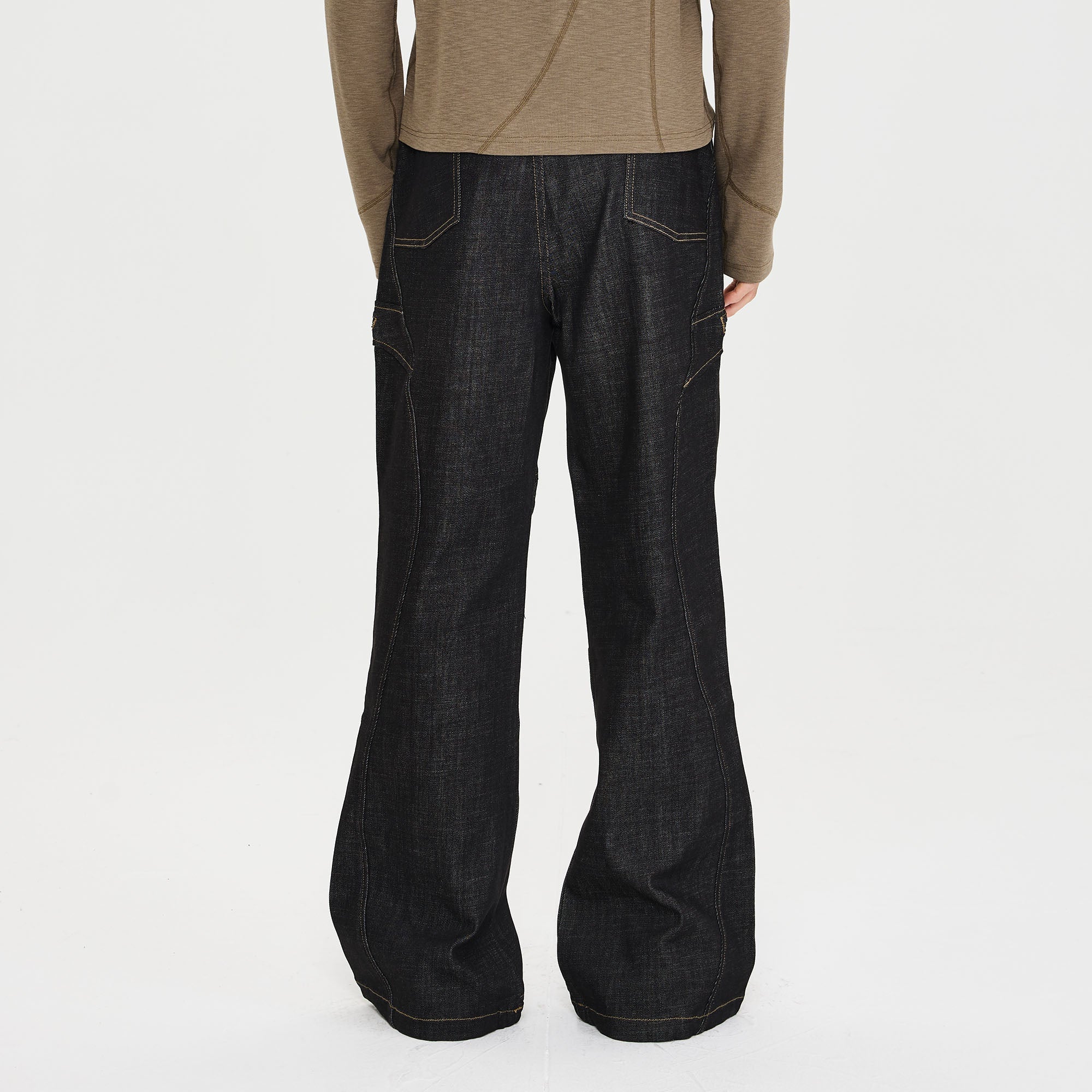 CATSSTAC Retro Curved Seam Panel Raw Jeans-Jeans-M-Free Shipping Leatheretro