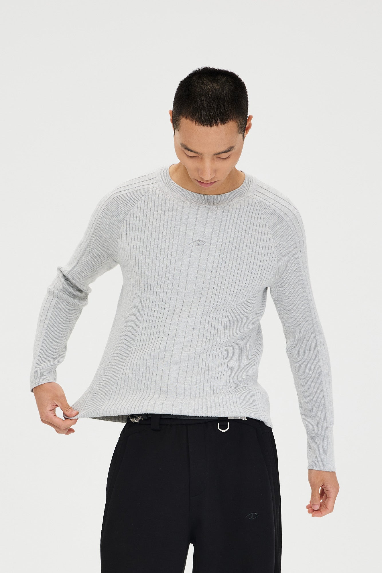 CATSSTAC Essential Slim Rib Wool-Blend Sweater-Sweater-M-Light Gray-Free Shipping Leatheretro