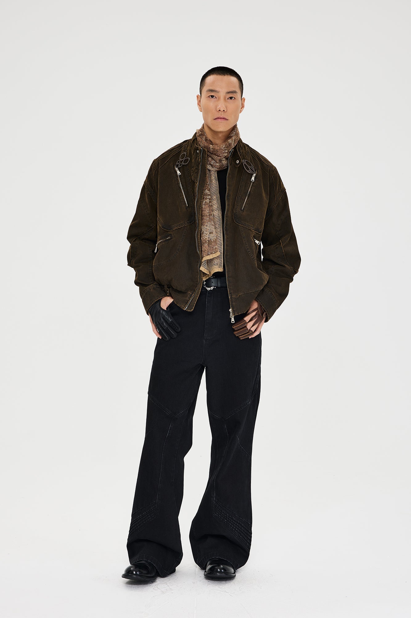 CATSSTAC Washed Paneled Multi-Pocket Utility Jacket-Jacket-M-Free Shipping Leatheretro