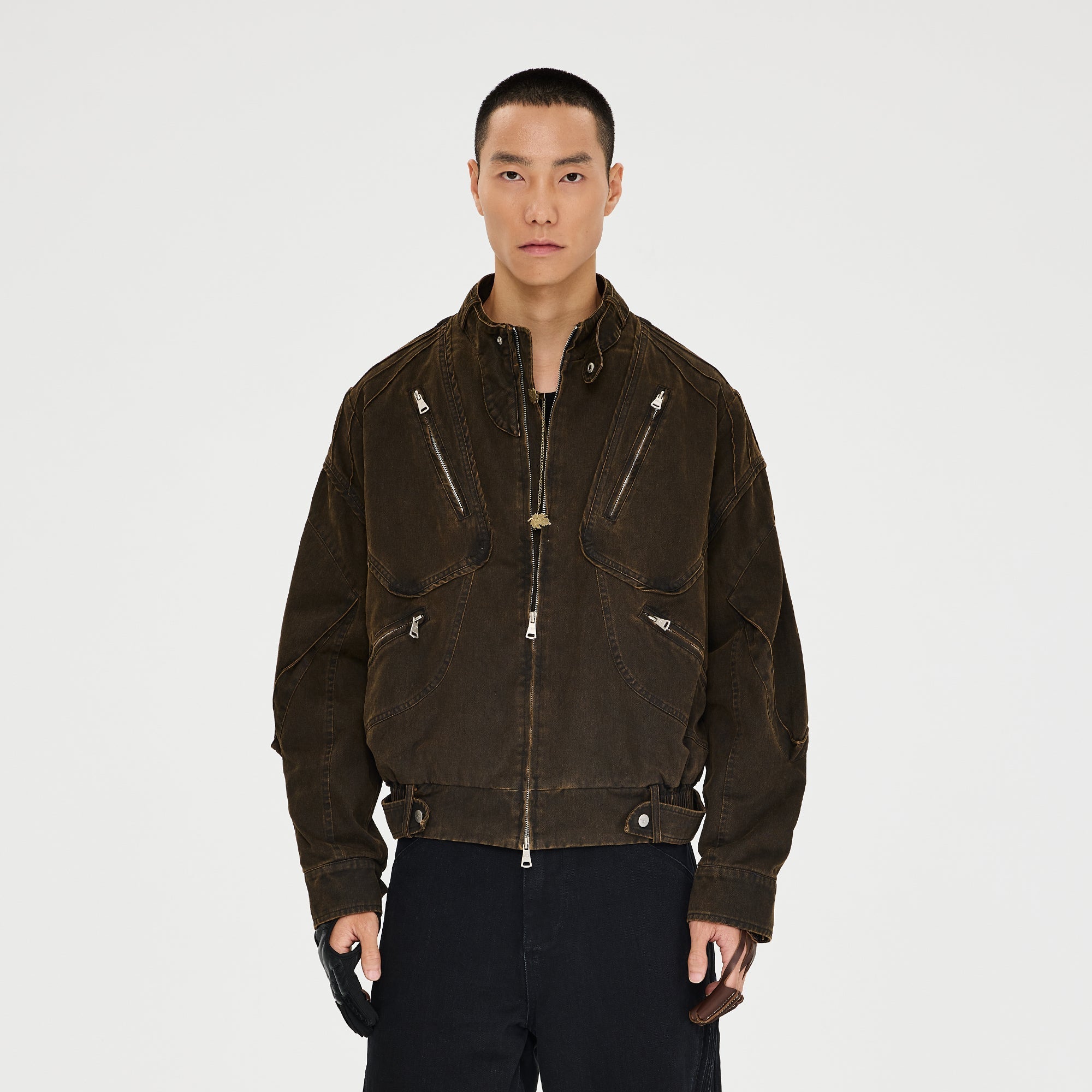 CATSSTAC Washed Paneled Multi-Pocket Utility Jacket-Jacket-M-Free Shipping Leatheretro