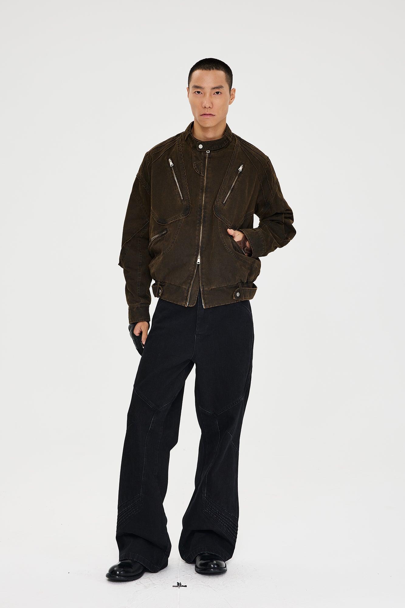 CATSSTAC Washed Paneled Multi-Pocket Utility Jacket-Jacket-M-Free Shipping Leatheretro