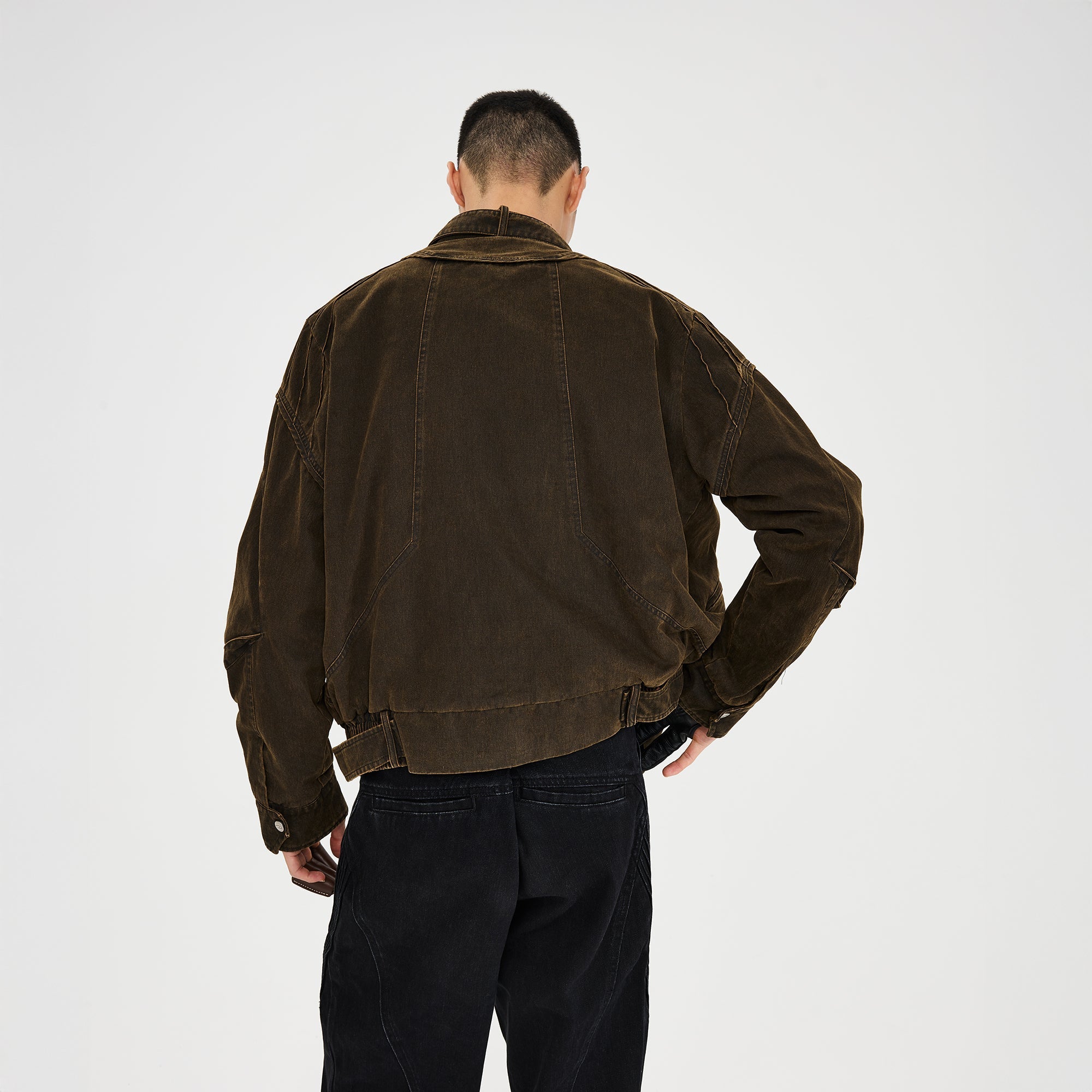 CATSSTAC Washed Paneled Multi-Pocket Utility Jacket-Jacket-M-Free Shipping Leatheretro