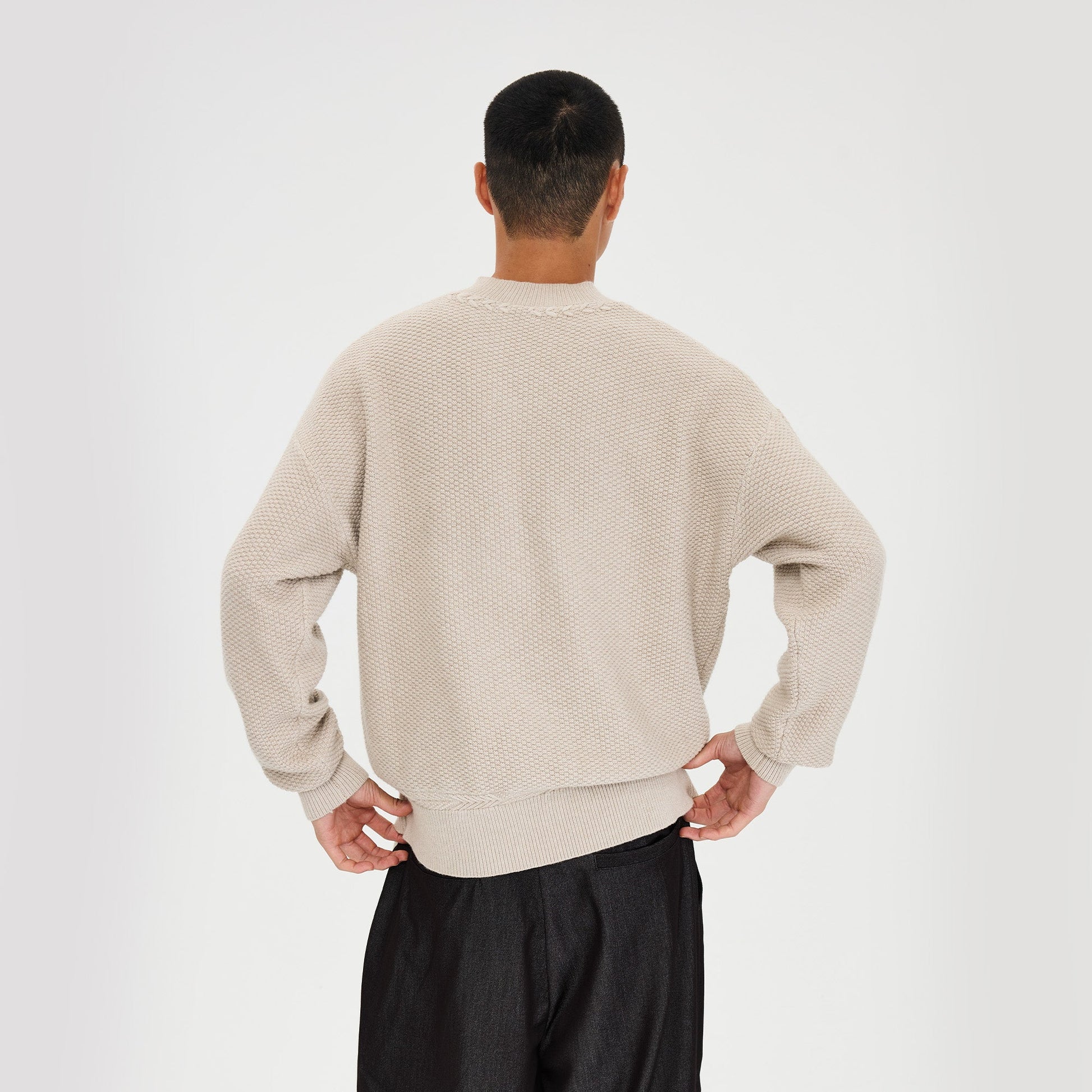 CATSSTAC Wheat-Weave V-Neck Oversized Sweater-Sweater-M-Beige-Free Shipping Leatheretro