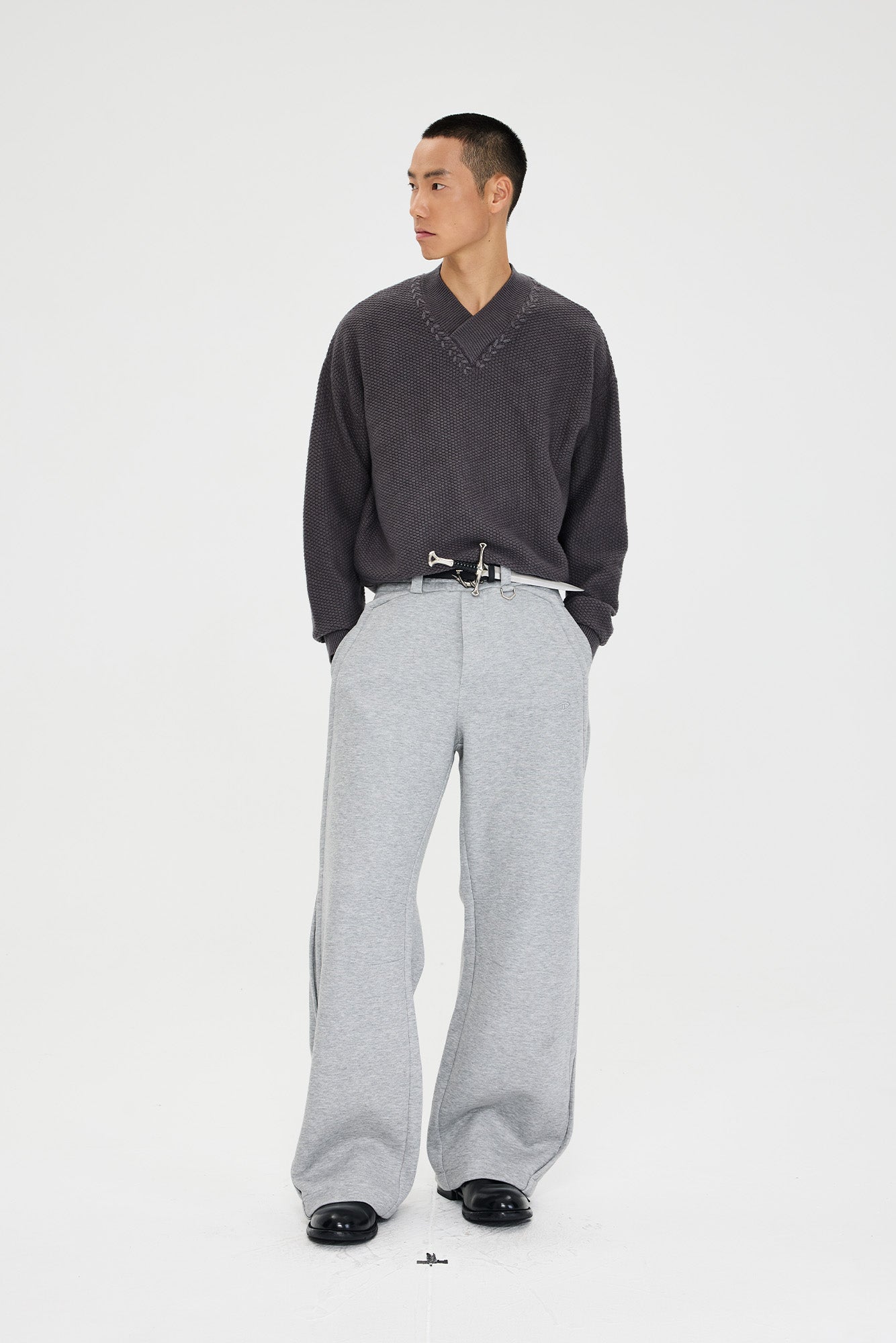 CATSSTAC Wheat-Weave V-Neck Oversized Sweater-Sweater-M-Beige-Free Shipping Leatheretro