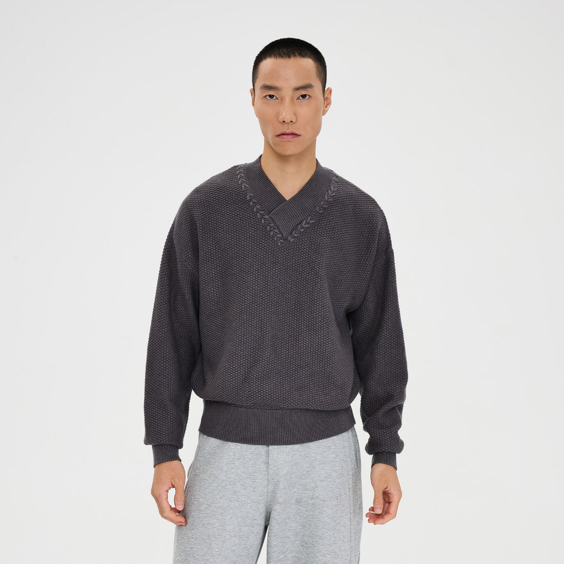 CATSSTAC Wheat-Weave V-Neck Oversized Sweater-Sweater-M-Beige-Free Shipping Leatheretro