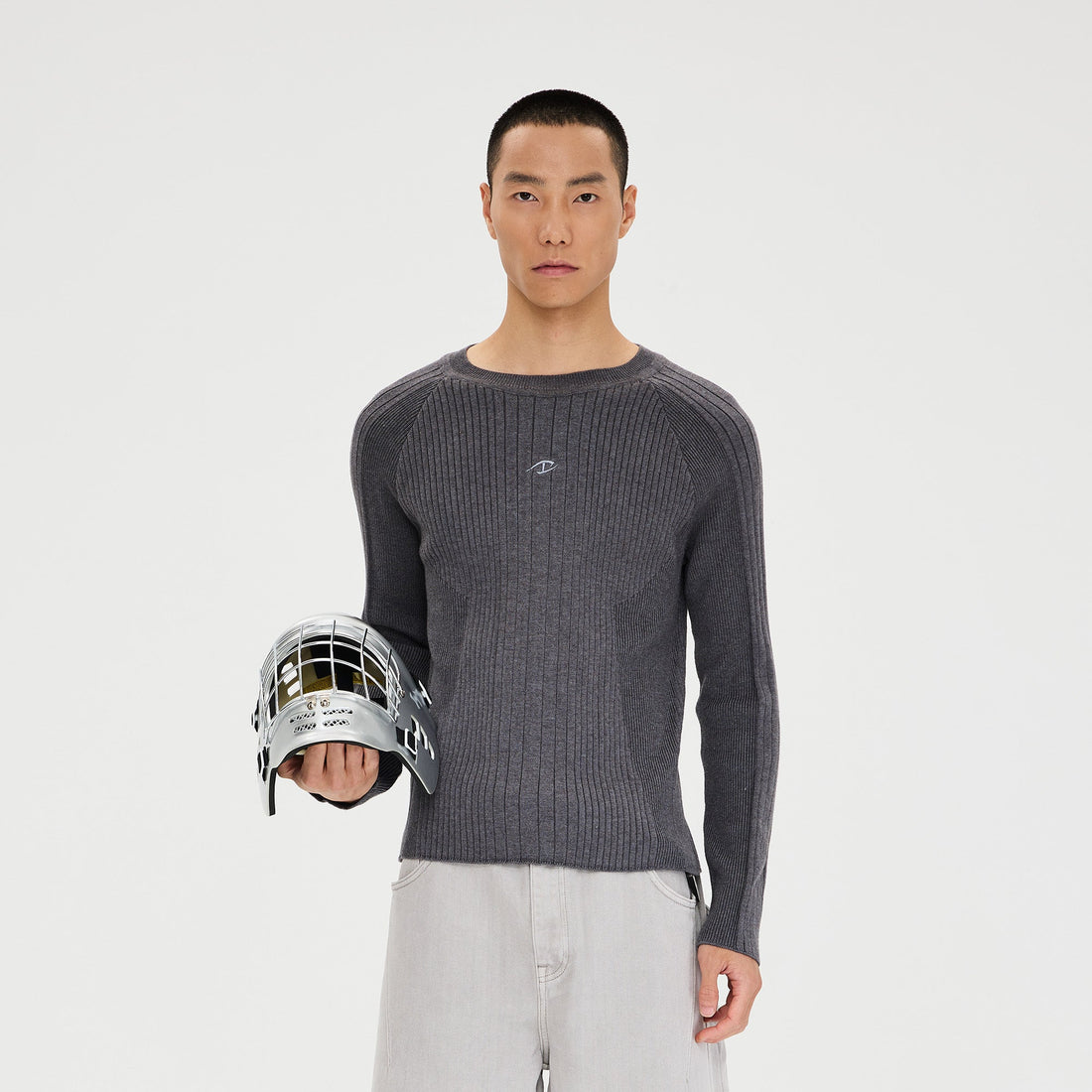 CATSSTAC Essential Slim Rib Wool-Blend Sweater-Sweater-M-Light Gray-Free Shipping Leatheretro