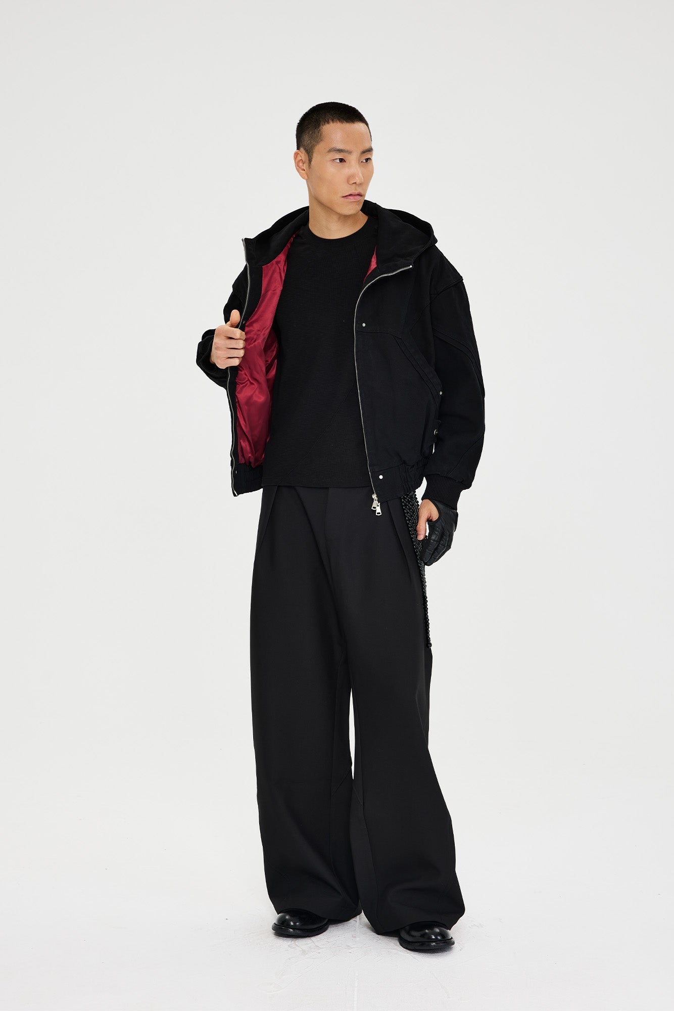 CATSSTAC Structured Panel Studded Hooded Jacket-Jacket-M-Black-Free Shipping Leatheretro