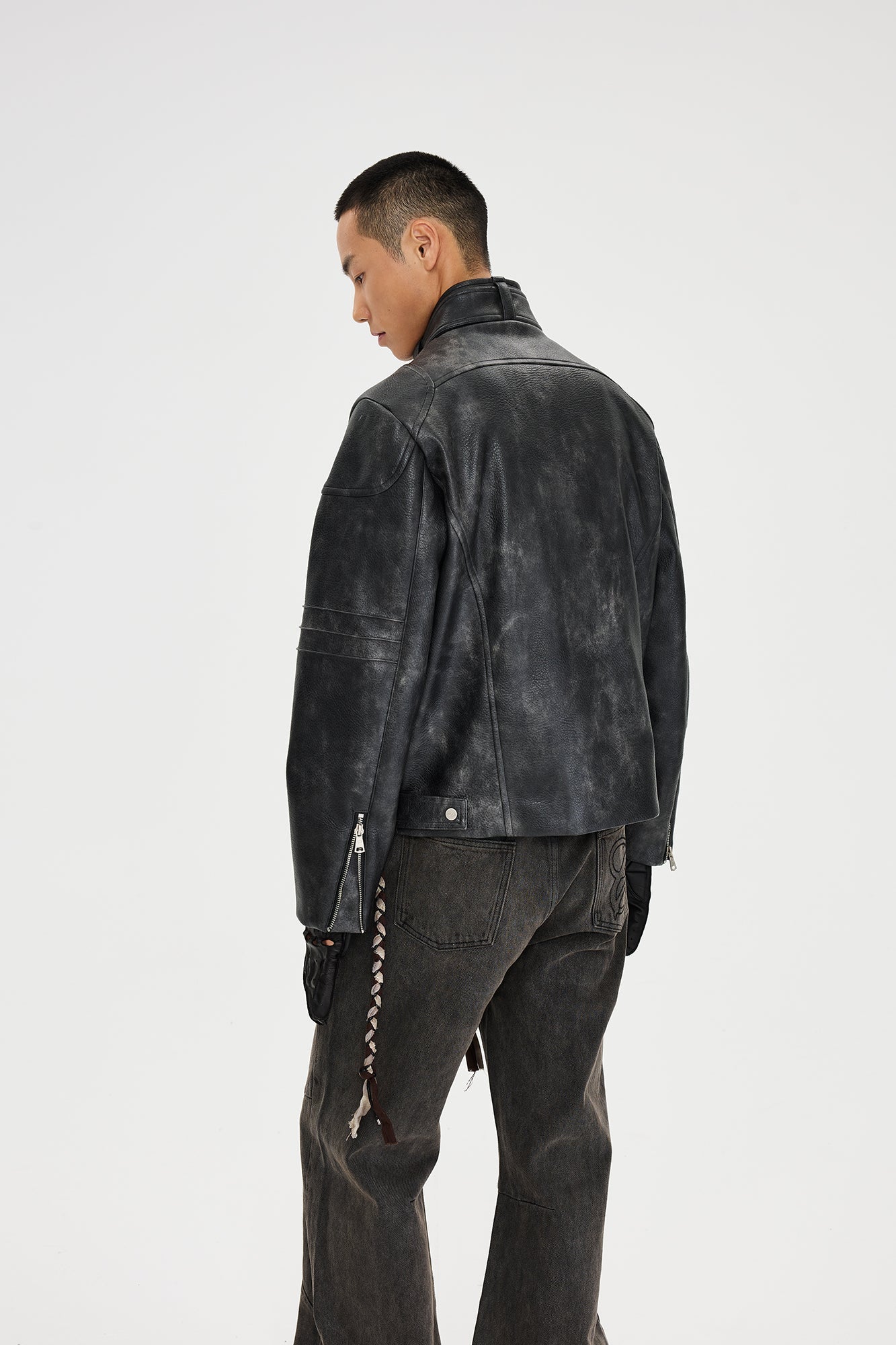 CATSSTAC Pebbled Faux Leather Multi-Zipper Biker Jacket-Jacket-M (Preorder)-Free Shipping Leatheretro