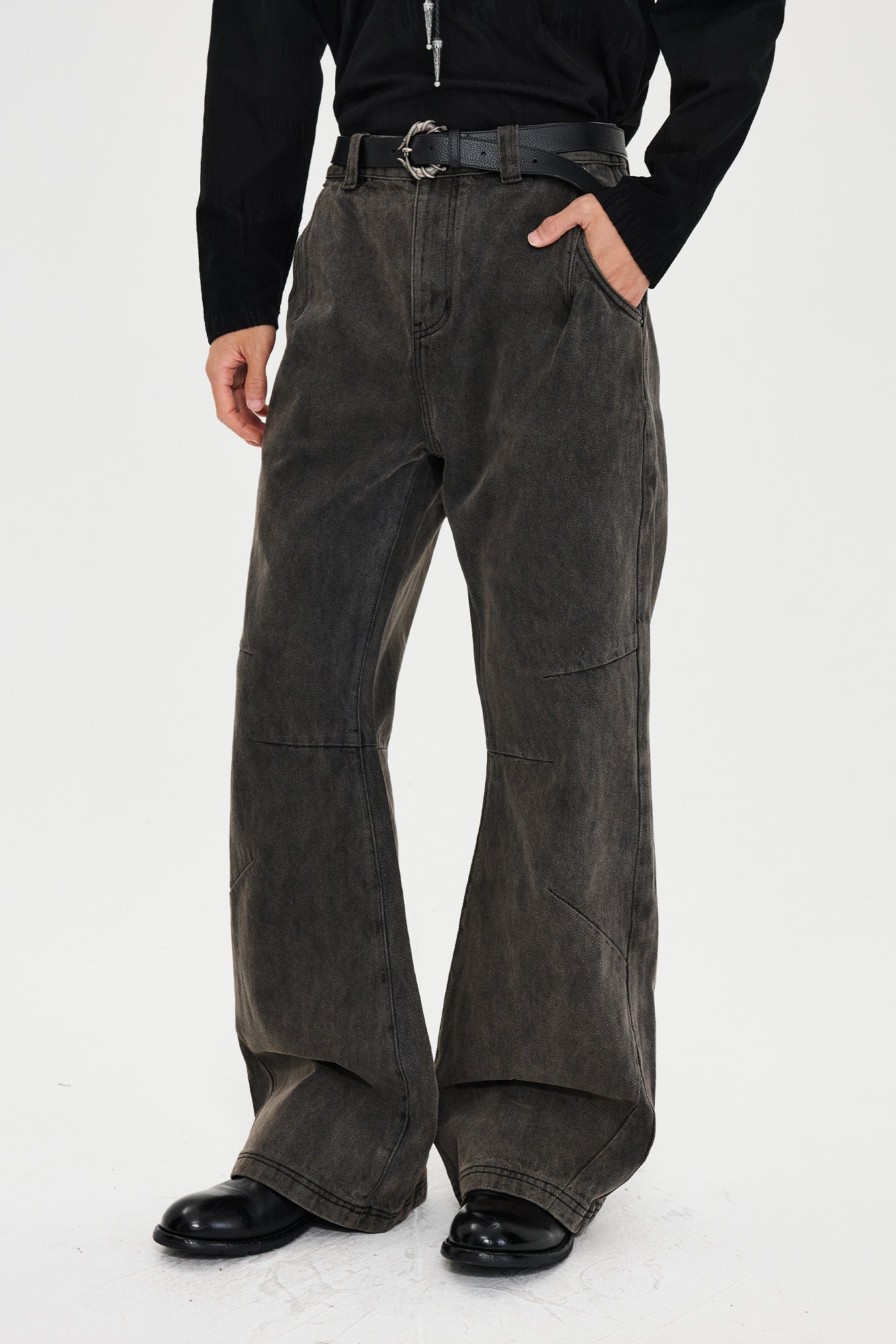 CATSSTAC Rust-Wash Distressed Flared Jeans-Jeans-M-Free Shipping Leatheretro
