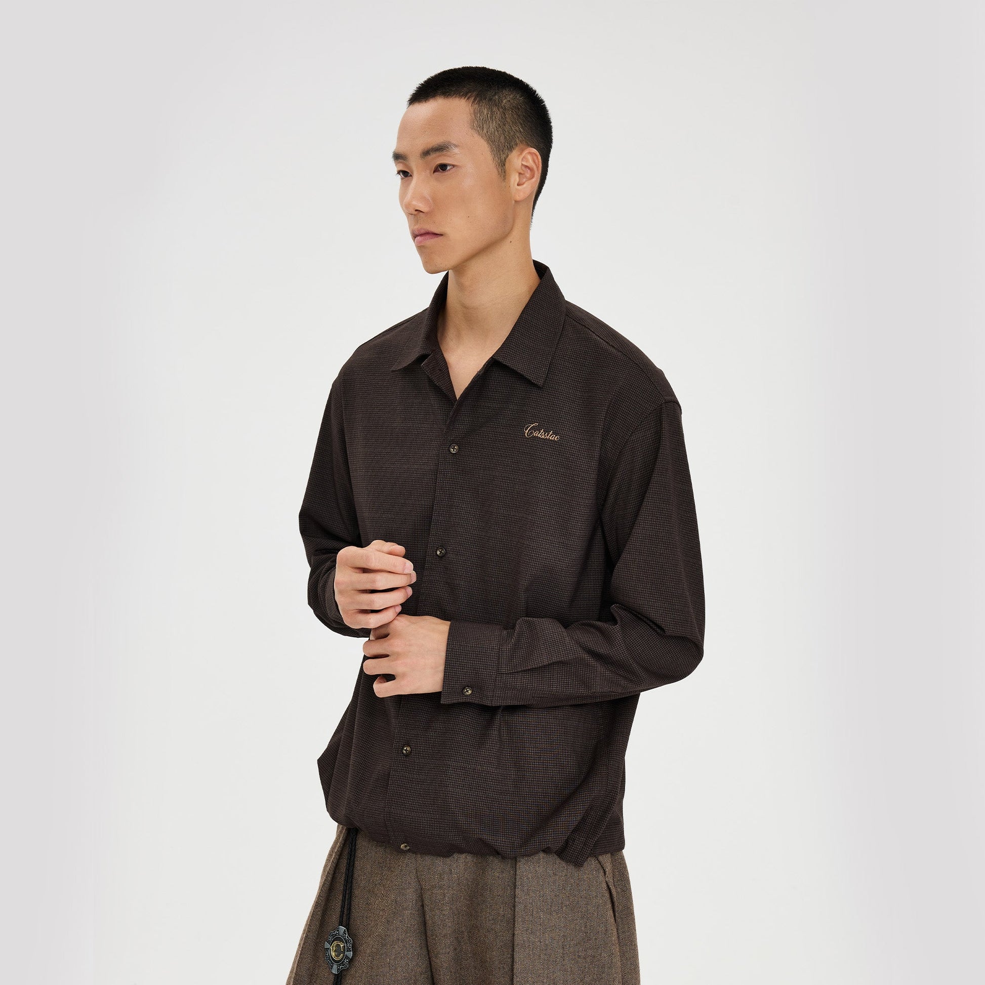 CATSSTAC Retro Gingham Drawstring Hem Boxy Shirt-Shirt-M (Preorder)-Free Shipping Leatheretro