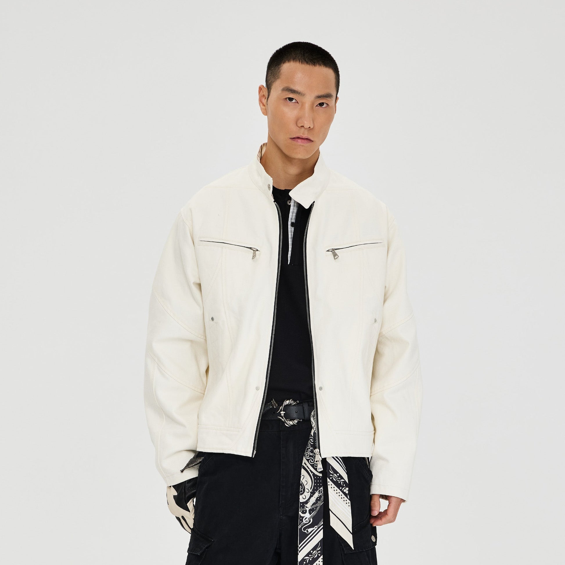 CATSSTAC Essential Harrington Raw Denim Jacket-Jacket-S (Preorder)-White-Free Shipping Leatheretro