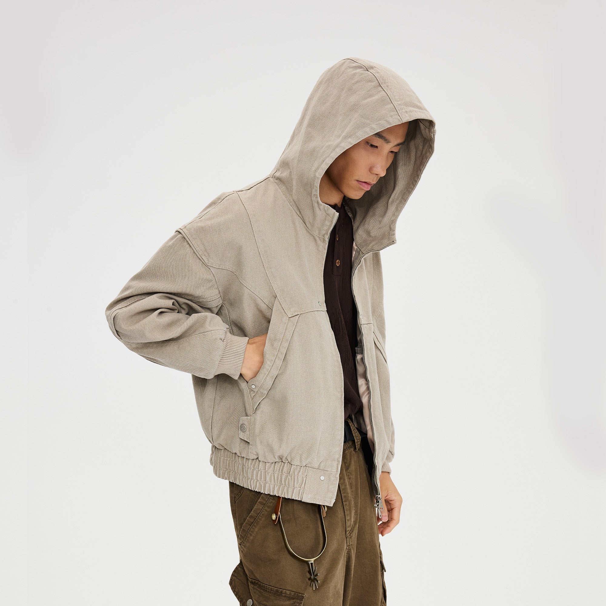 CATSSTAC Structured Panel Studded Hooded Jacket-Jacket-M-Black-Free Shipping Leatheretro