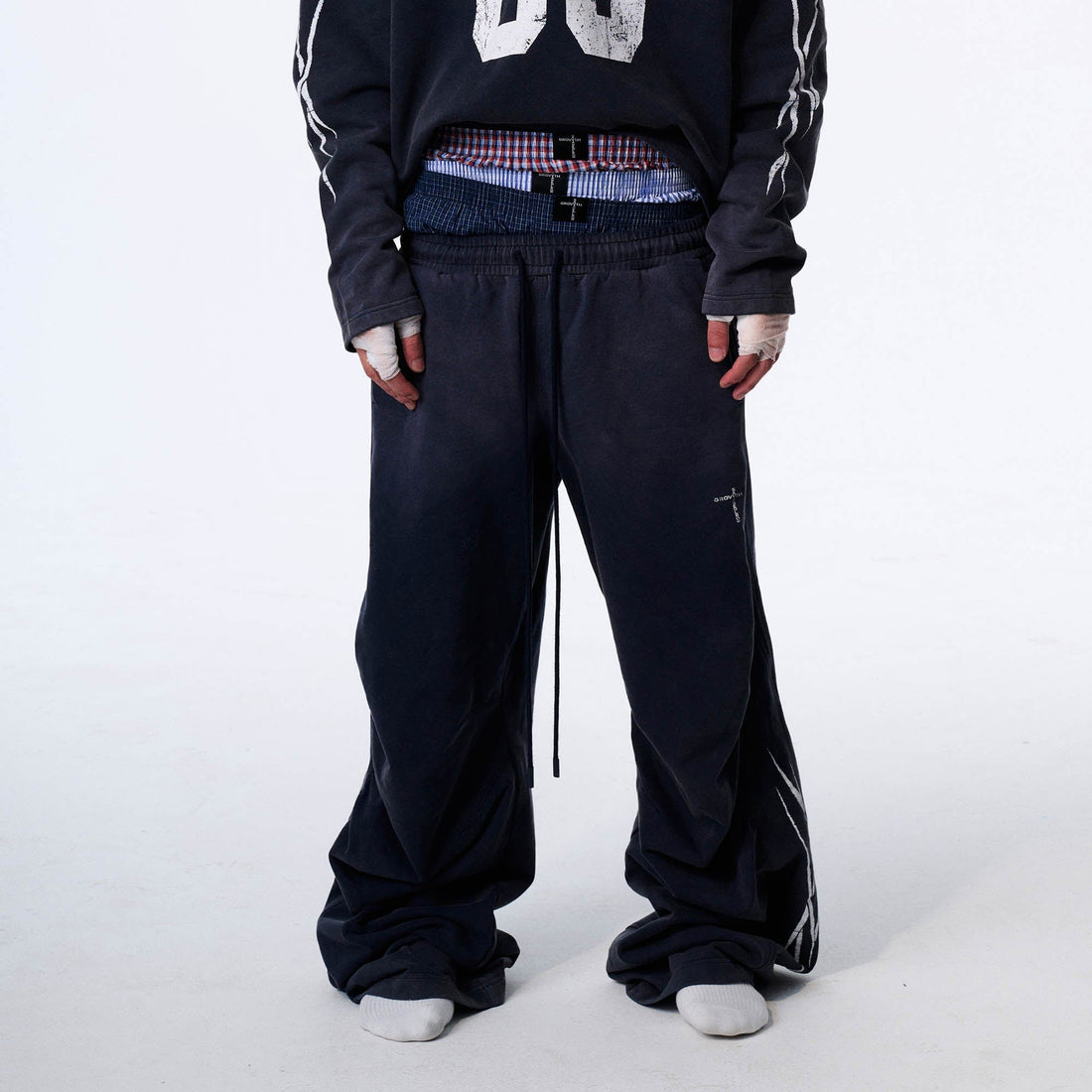 SAVAGEGROWTHWORLD Distressed Pleated Drawstring Baggy Pants-Pants-S-Blue-Free Shipping Leatheretro