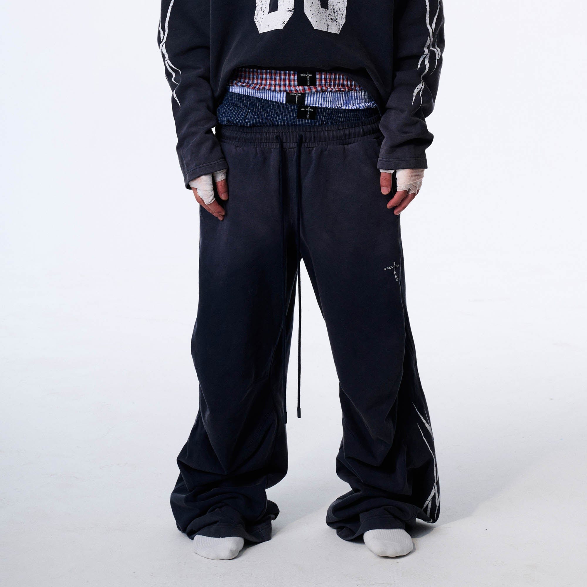 SAVAGEGROWTHWORLD Distressed Pleated Drawstring Baggy Pants-Pants-S-Blue-Free Shipping Leatheretro