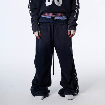 SAVAGEGROWTHWORLD Distressed Pleated Drawstring Baggy Pants-Pants-S-Blue-Free Shipping Leatheretro