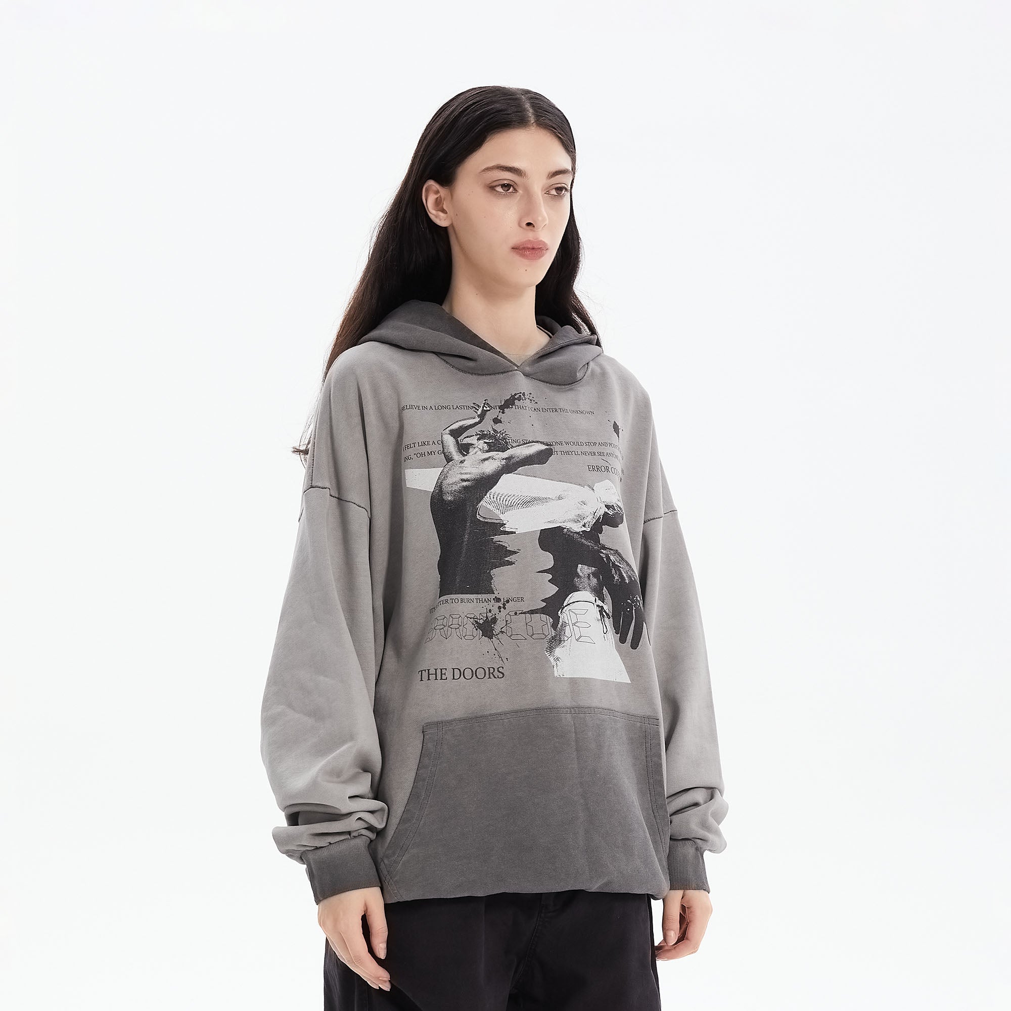 ERROR CODE ROBOT Graphic Faded Oversized Hoodie-Hoodie-S-Free Shipping Leatheretro