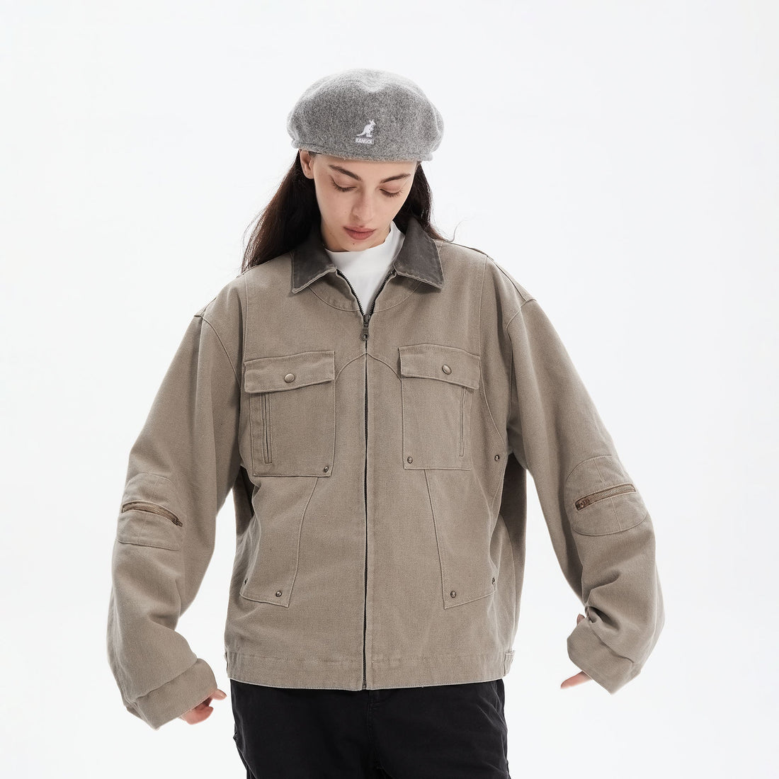 ERROR CODE ROBOT Contrast Collar Workwear Jacket-Jacket-S-Free Shipping Leatheretro