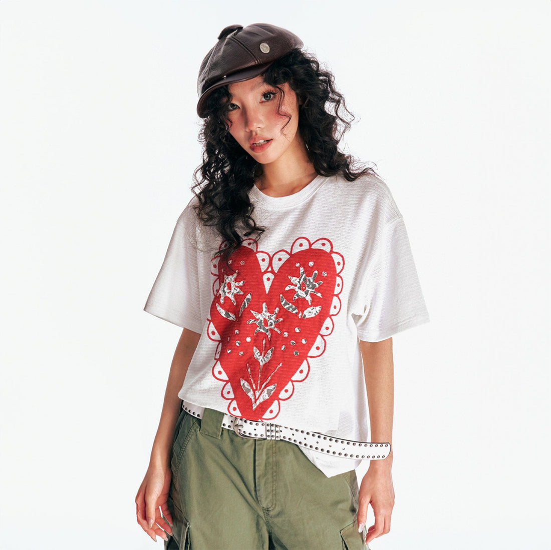 1997 POSTOFFICE The Heart Lace Bloom T-Shirt-T Shirt-S-Black-Free Shipping Leatheretro