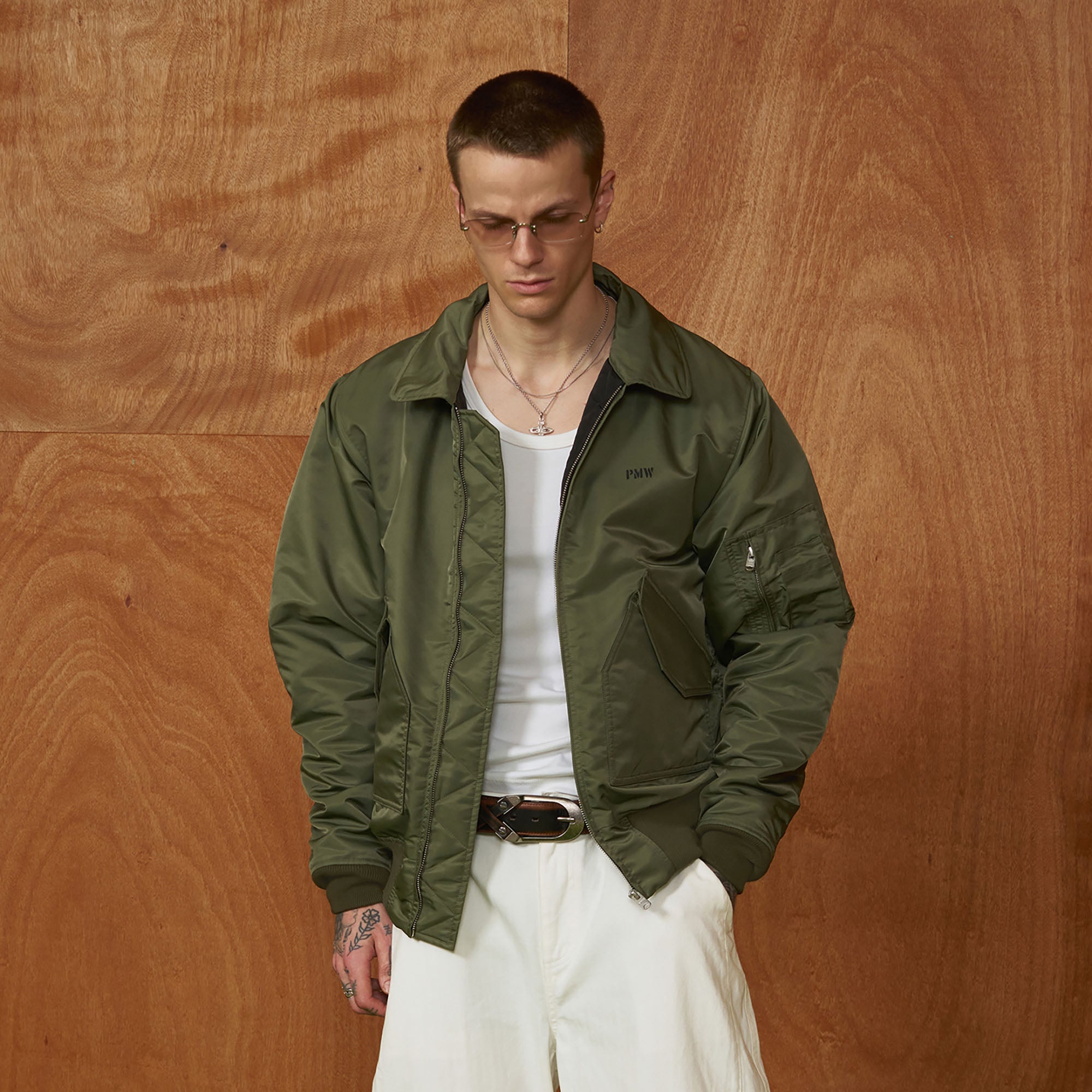 PMW Classic Ruched Insulated Bomber Jacket-Jacket-S-Green-Free Shipping Leatheretro