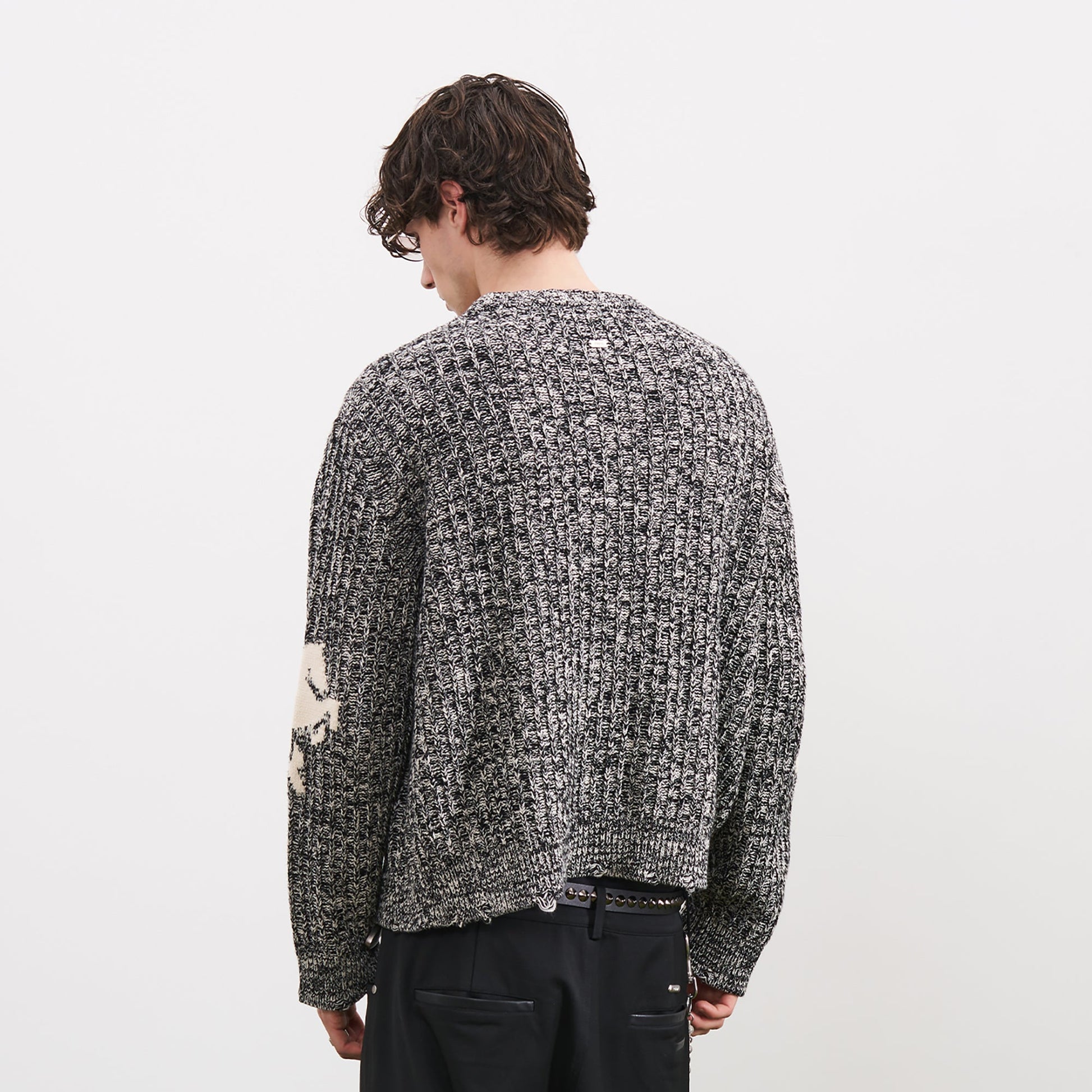 PMW Horse Elbow Patched Cable-Knit Sweater-Sweater-S-Free Shipping Leatheretro