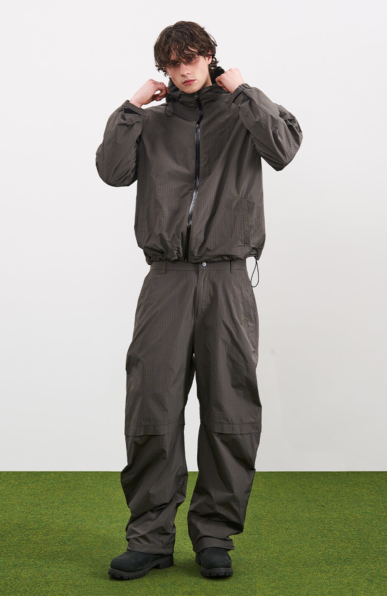 PMW Water-Resistant Plaid Drawstring Hooded Jacket-Jacket-S-Free Shipping Leatheretro