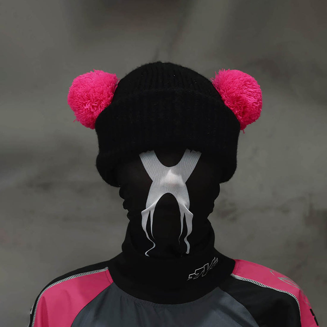 RTVG Double Pom-Pom Face Mask-Other Accessories-OS-Pink-Free Shipping Leatheretro