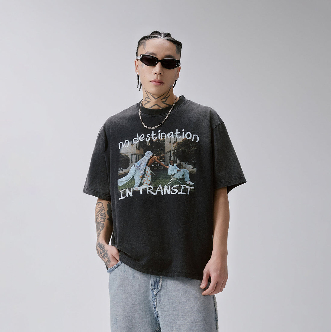 F2CE Washed Transit Graphic Tee-T Shirt-S-Free Shipping Leatheretro