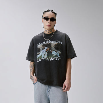 F2CE Washed Transit Graphic Tee-T Shirt-S-Free Shipping Leatheretro