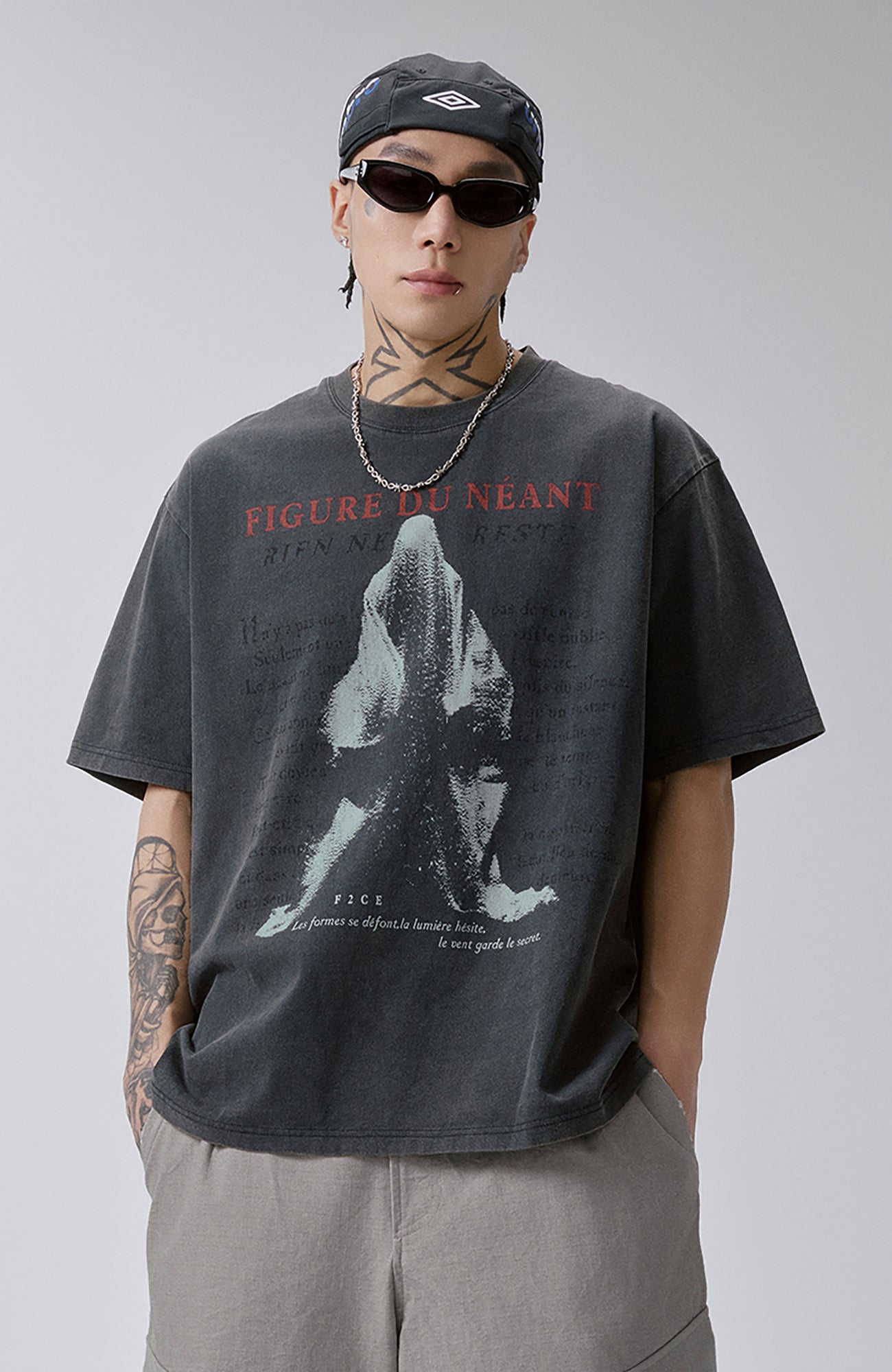 F2CE Washed Void Figure Graphic Tee-T Shirt-S-Free Shipping Leatheretro