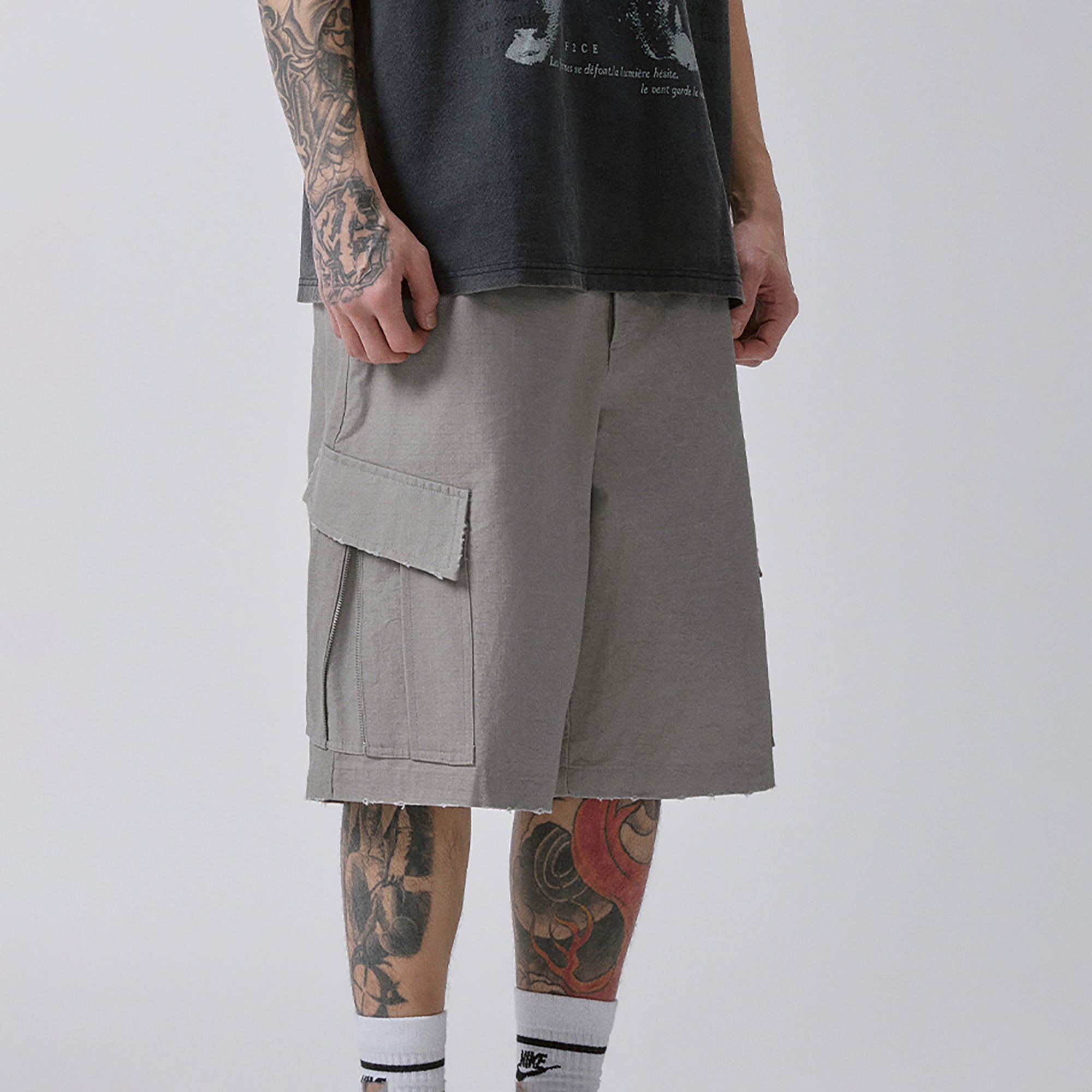 F2CE Zipper Pocket Utility Shorts-Shorts-S-Free Shipping Leatheretro