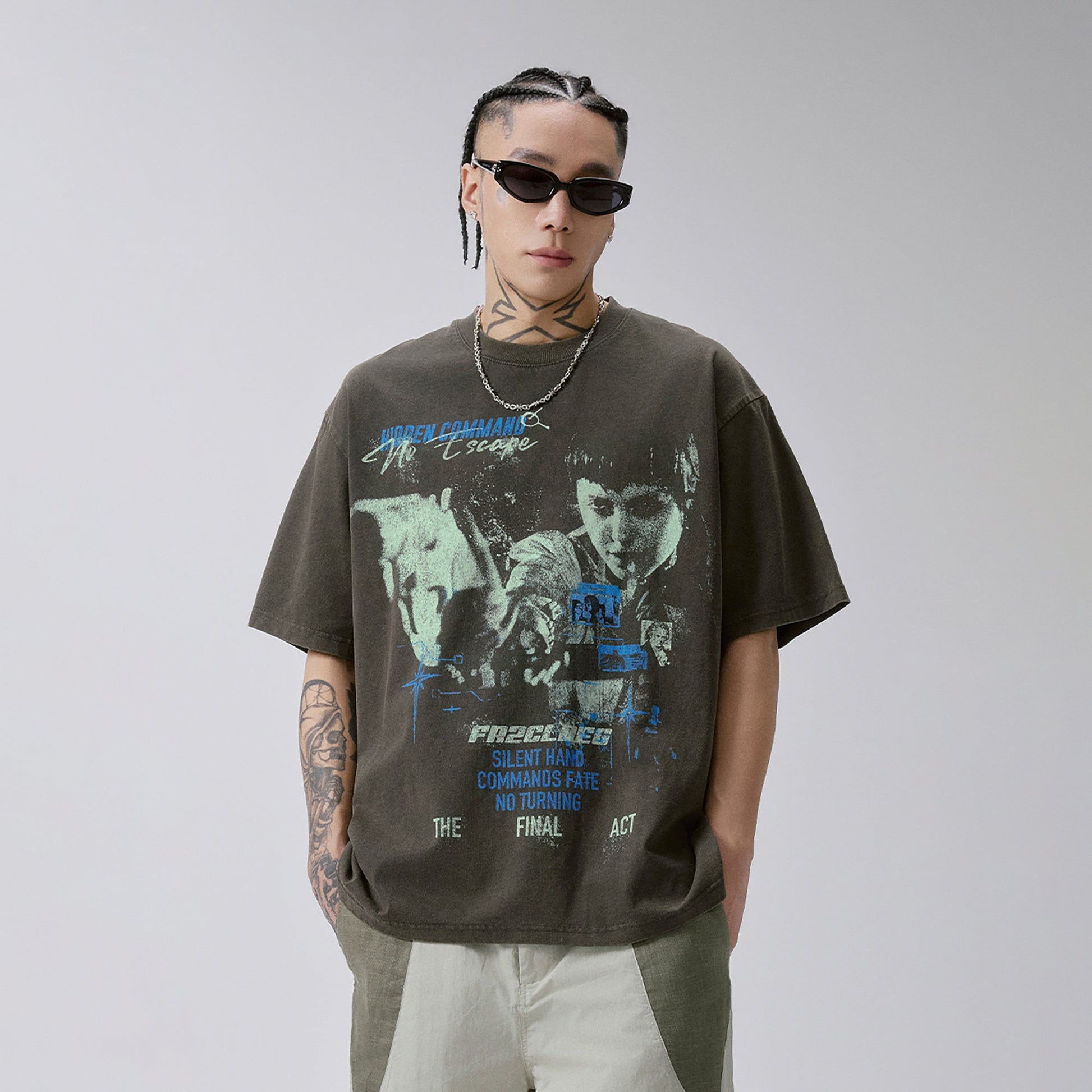 F2CE Washed Graphic Tee-T Shirt-S-Free Shipping Leatheretro