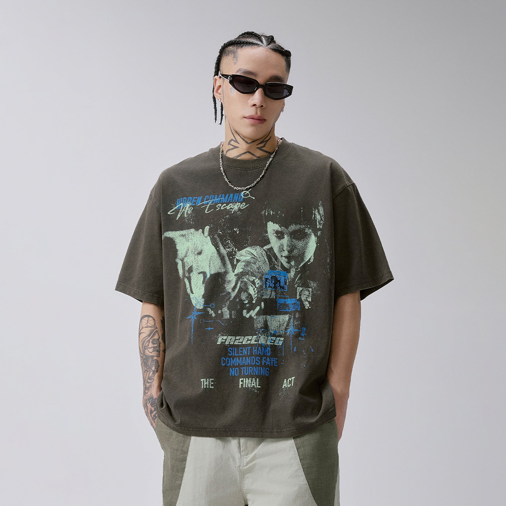 F2CE Washed Graphic Tee-T Shirt-S-Free Shipping Leatheretro